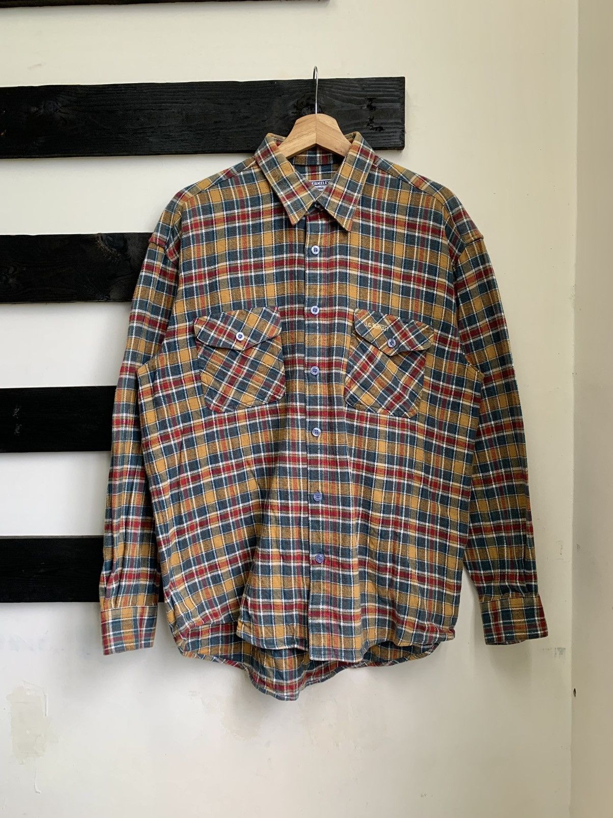 Flannel × Vintage Vintage U.C Berkeley Checkered Tan Flannel Size US L / EU 52-54 / 3 - 1 Thumbnail