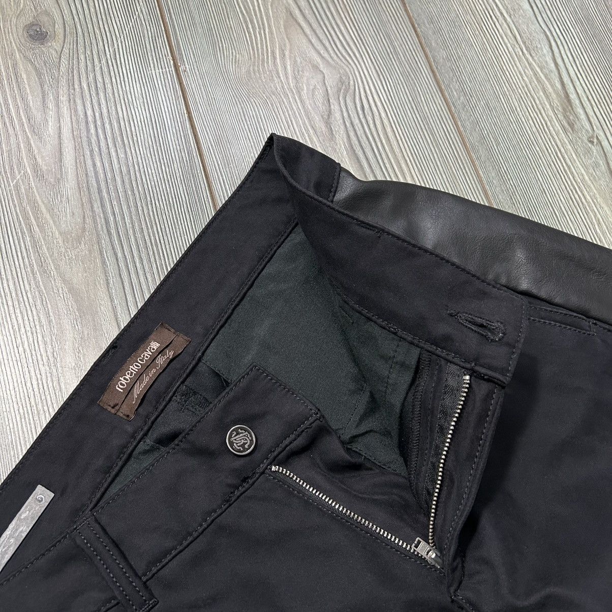 Roberto Cavalli Vintage Roberto Cavalli Leather Trim Trousers Size US 31 - 9 Thumbnail