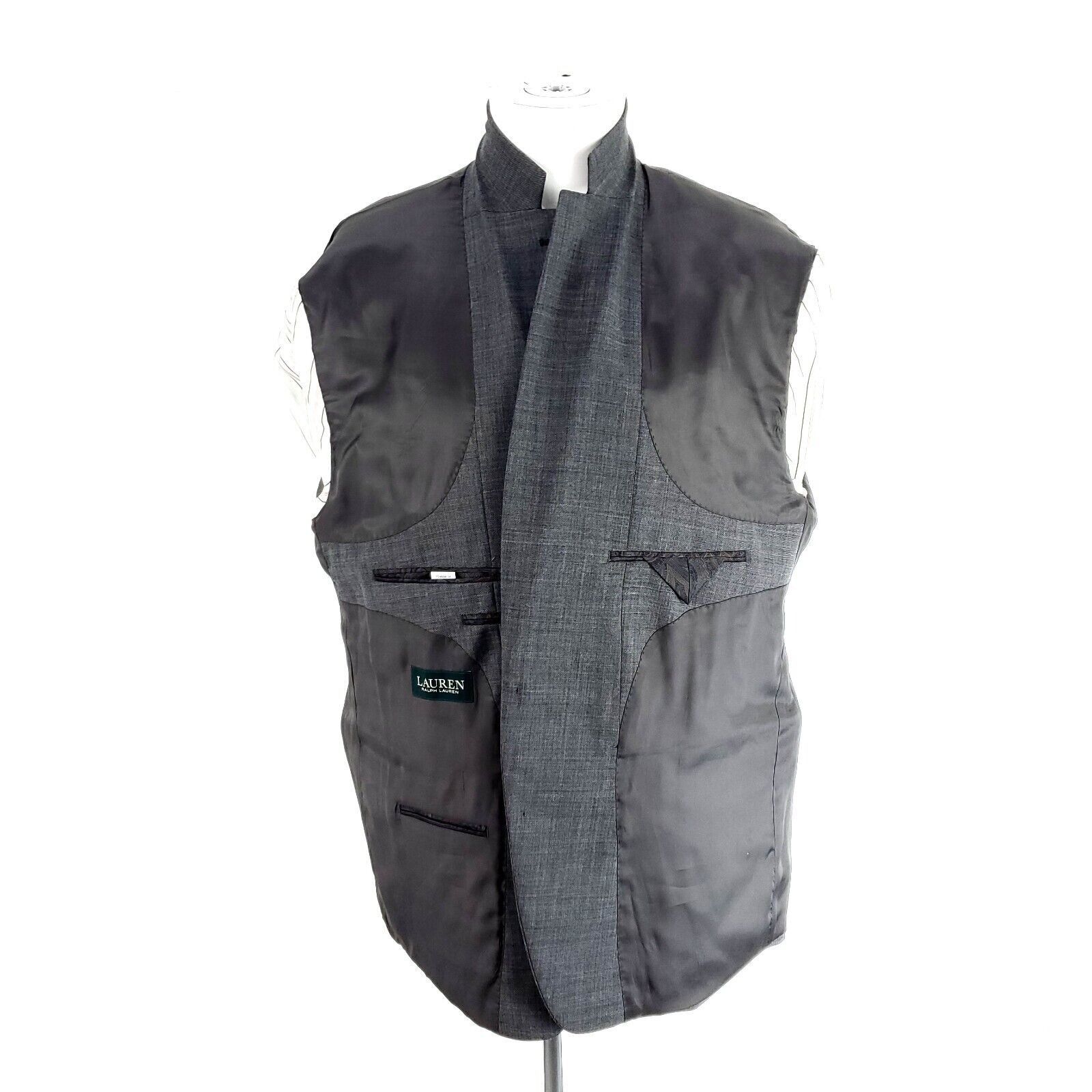 Lauren Ralph Lauren Lauren Ralph Lauren Wool 2 Button Blazer 46R Gray Sharkskin Size 46R - 9 Thumbnail