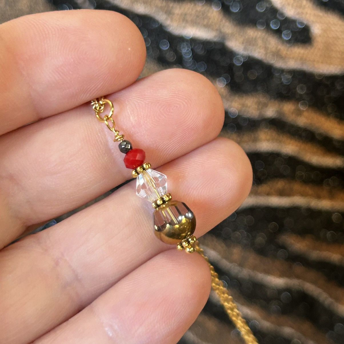 Handmade Handcrafted elegant glass beaded pendant on chain necklace Size ONE SIZE - 1 Thumbnail