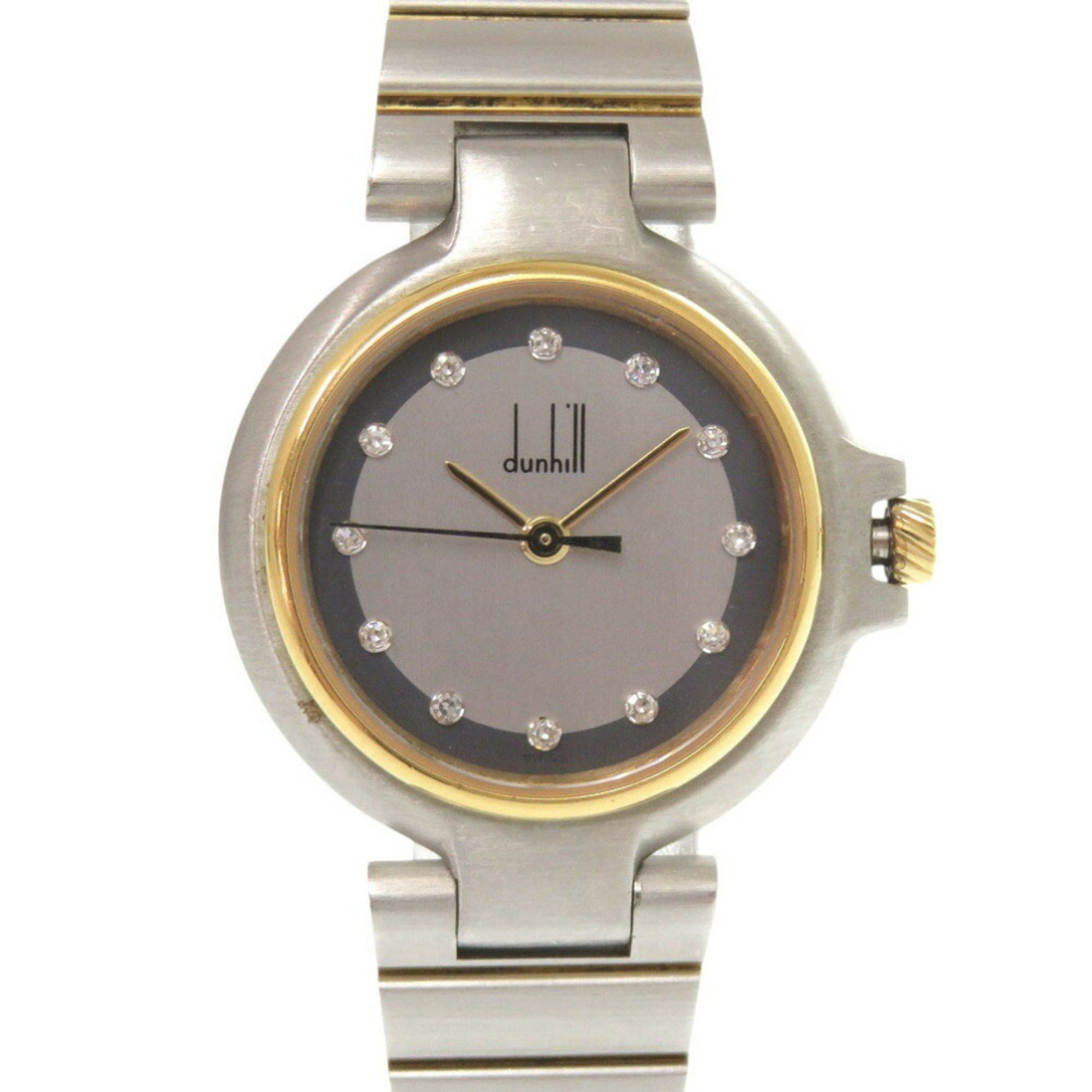 Alfred Dunhill Dunhill Millennium 12P Diamond Ss Grey Quartz Watch 0028Dunhill, Women's
