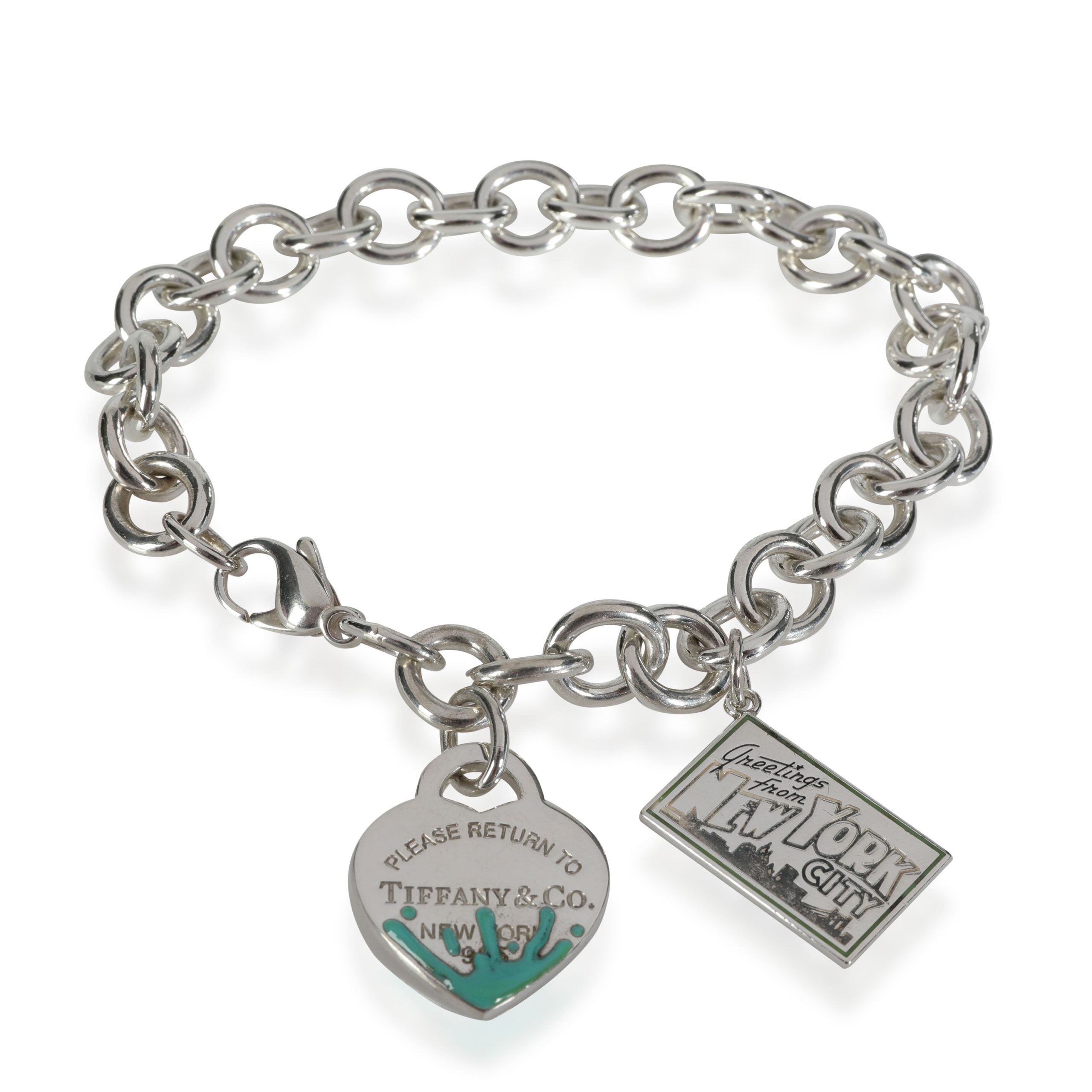 Tiffany & Co. Splash Heart Tag Charm Bracelet in Sterling Silver