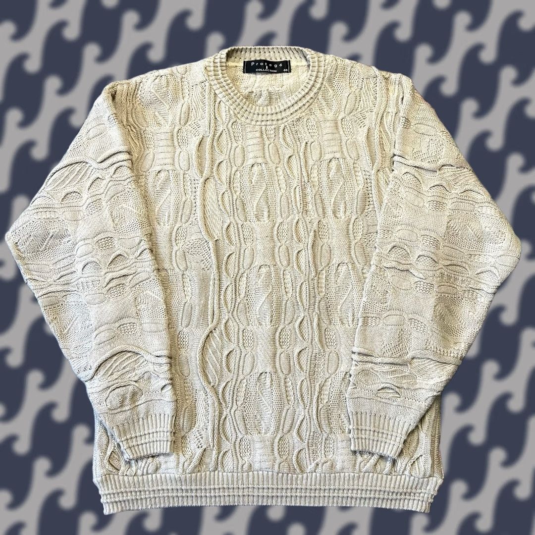 Coogi VINTAGE Protege Sweater Mens Medium Beige Pullover 3D Chunky Knit Style Coogi 80s 90s Size US M / EU 48-50 / 2 - 1 Thumbnail