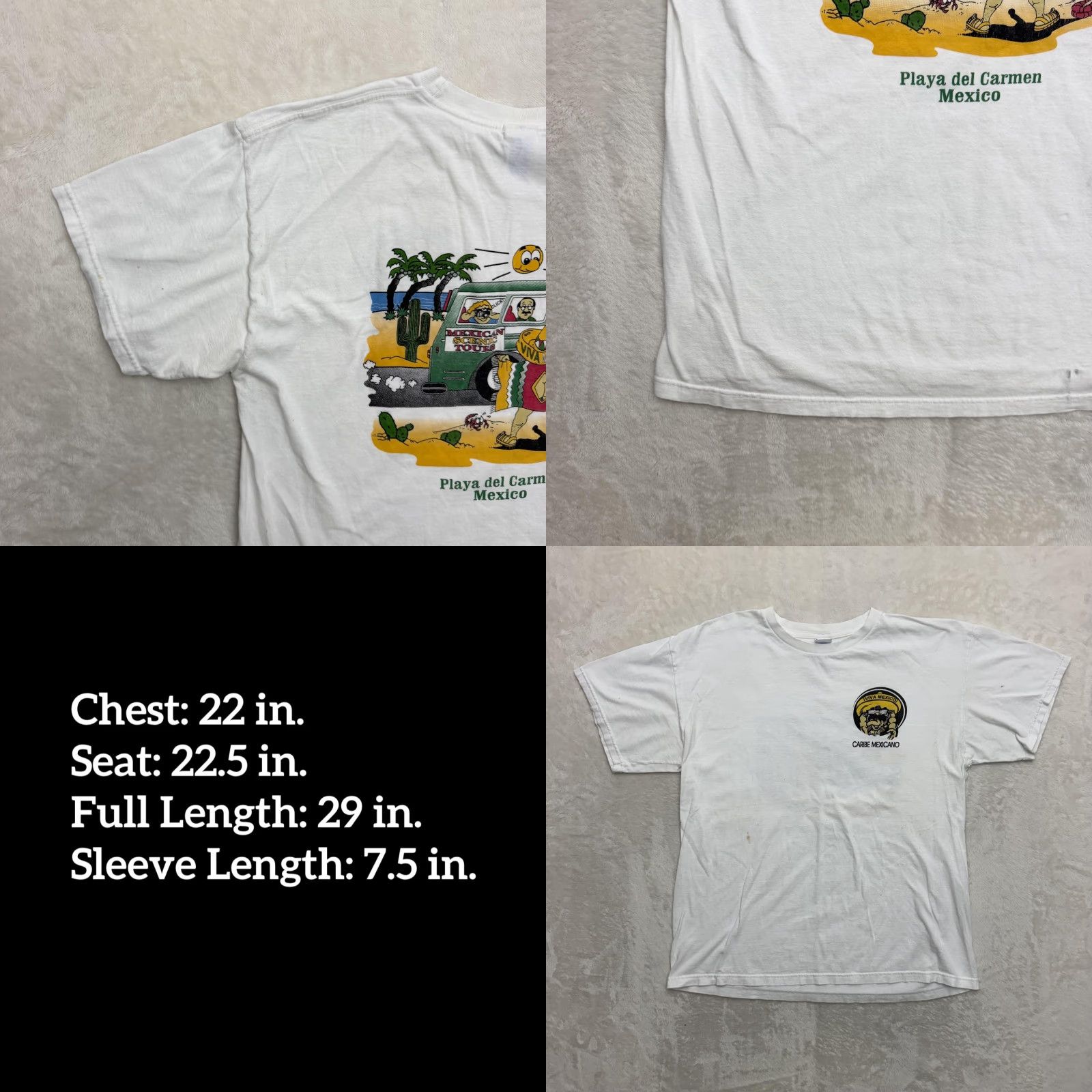 Vintage M&O KNITS Caribe Mexicano Playa Del Carmen Shirt Mens Large White Mexico Tourist T-Shirt Crew Neck Short Sleeve Graphic Print Logo Spring Summer Fall Size US L / EU 52-54 / 3 - 8 Thumbnail