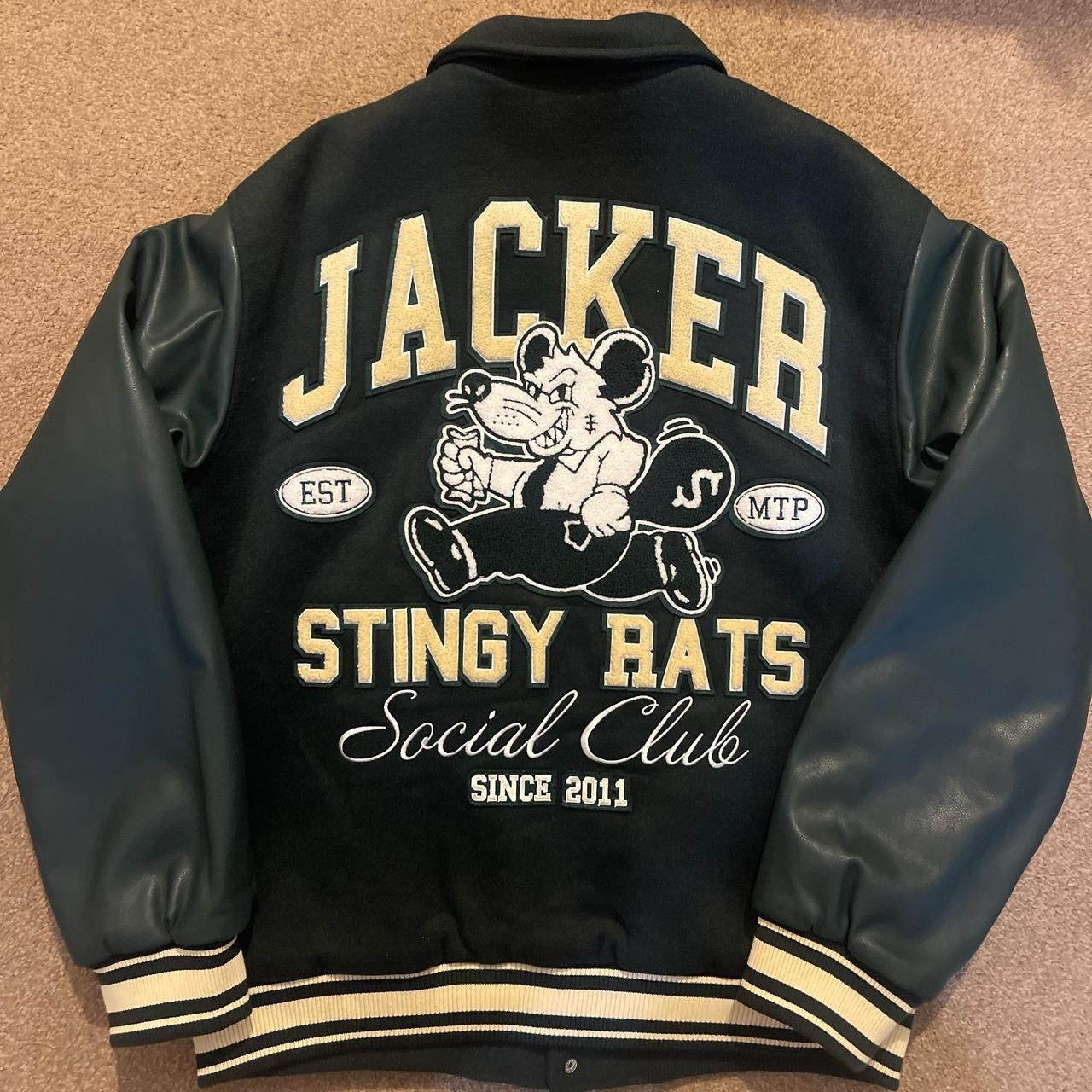 Other JACKER FR "Stingy Rats Social Club" Varsity Leather Jacket Size US L / EU 52-54 / 3 - 1 Thumbnail