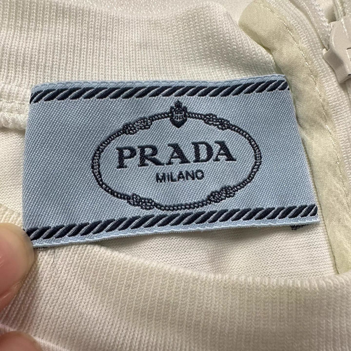 Prada Prada White & Green Panel Logo Silk Short Sleeve K12 Size US S / EU 44-46 / 1 - 4 Thumbnail