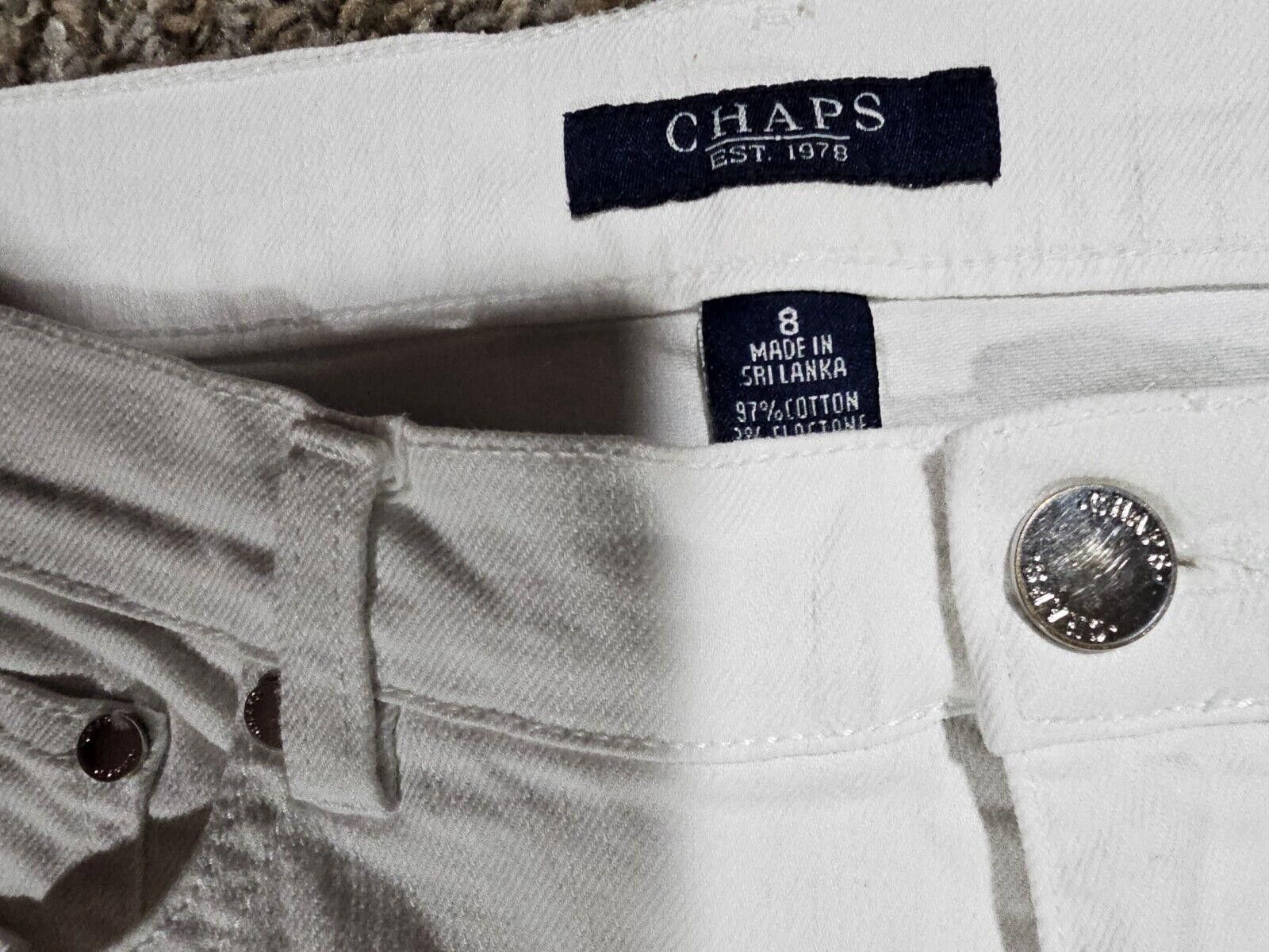 Chaps WOMENS CHAPS Size 8 White Stretch Shirts 14" Inseam Size 30" / US 8 / IT 44 - 2 Thumbnail
