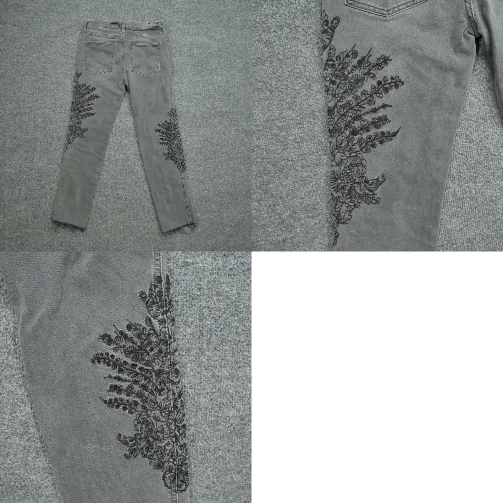 Free People Free People Jeans Womens 26 Grey Embroidery Flowers Raw Hem We The Free Size 26" / US 2 / IT 38 - 9 Thumbnail