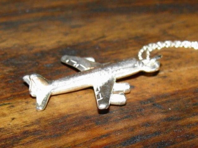 Handmade Sterling Silver Airplane Charm Necklace Size ONE SIZE - 3 Thumbnail