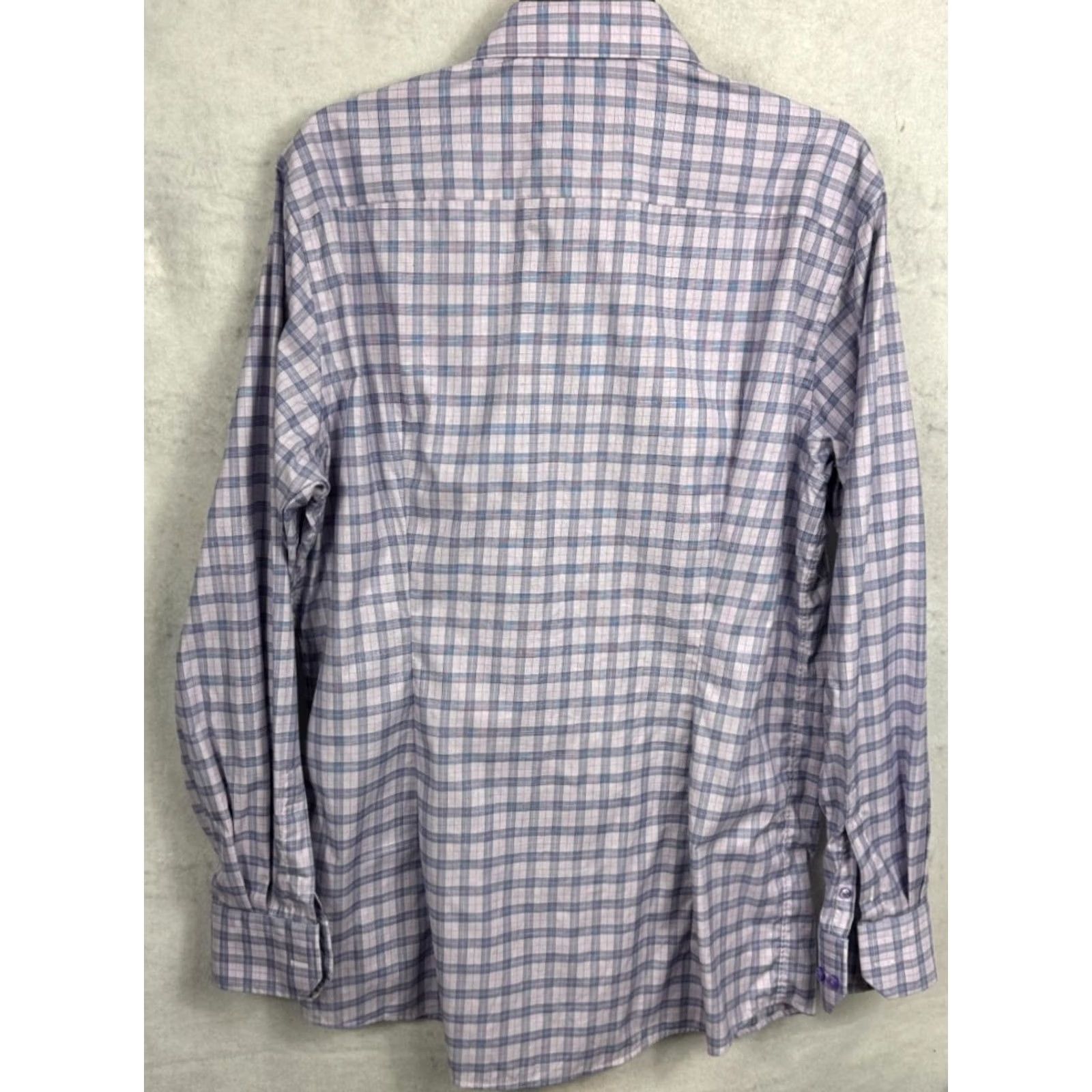 Eton Eton Contemporary Dress Shirt Mens 43-17 L/S Blue Pink Check Designer Button Up Size 46R - 5 Thumbnail