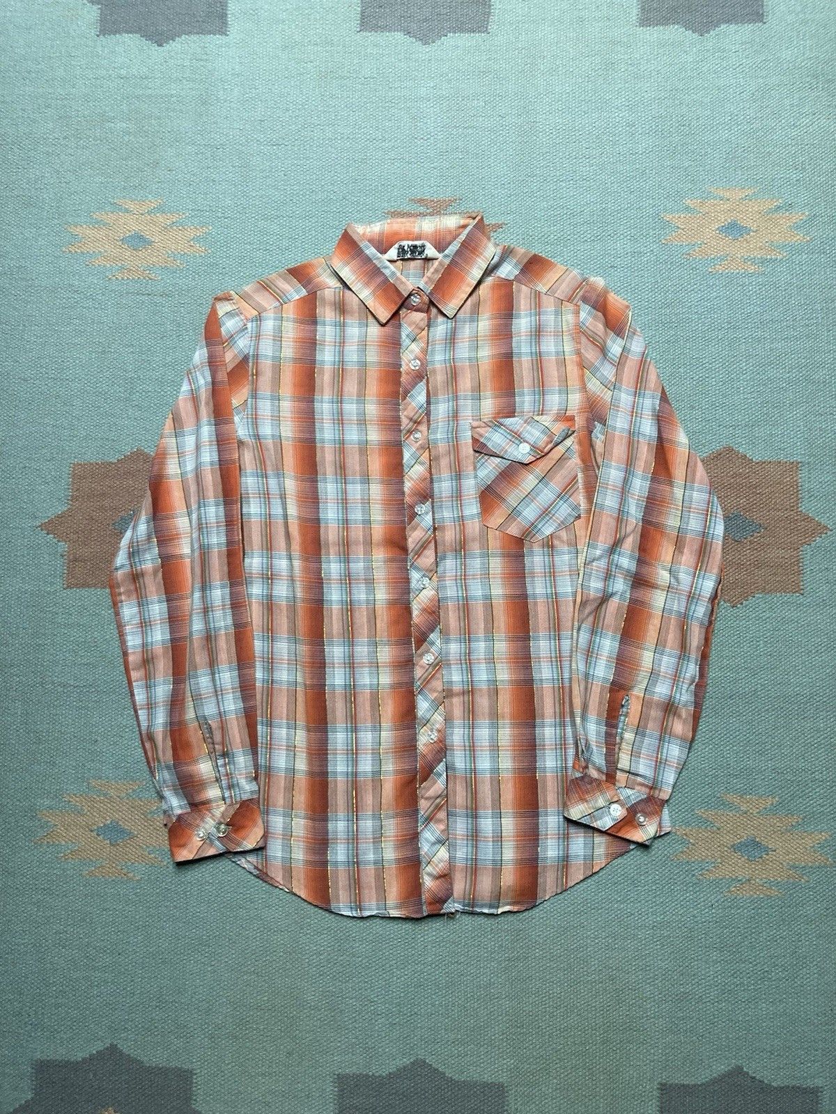 Vintage Vintage 60s button shirt plaid poly cotton women’s small Size S / US 4 / IT 40 - 1 Thumbnail