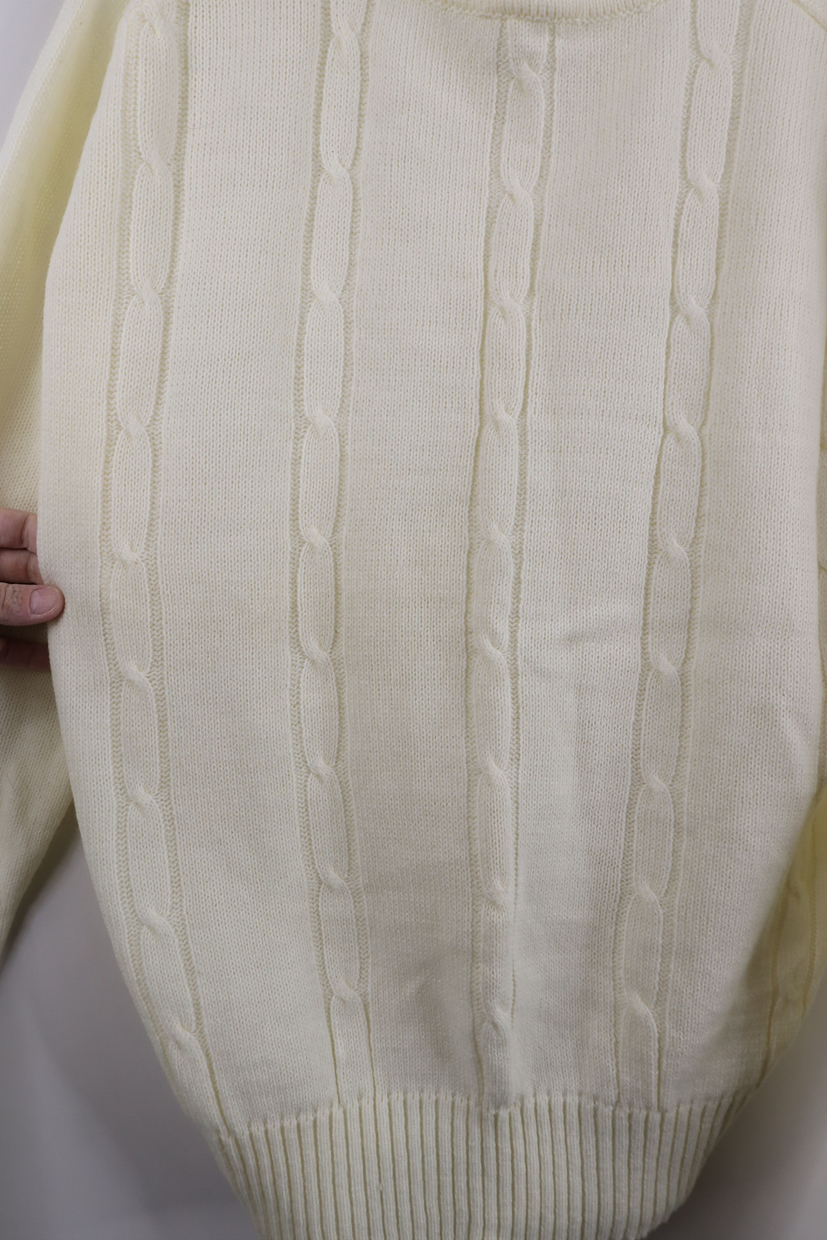 Vintage Vintage 70s Streetwear Cable Knit Crewneck Sweater Cream Size L / US 10 / IT 46 - 7 Thumbnail