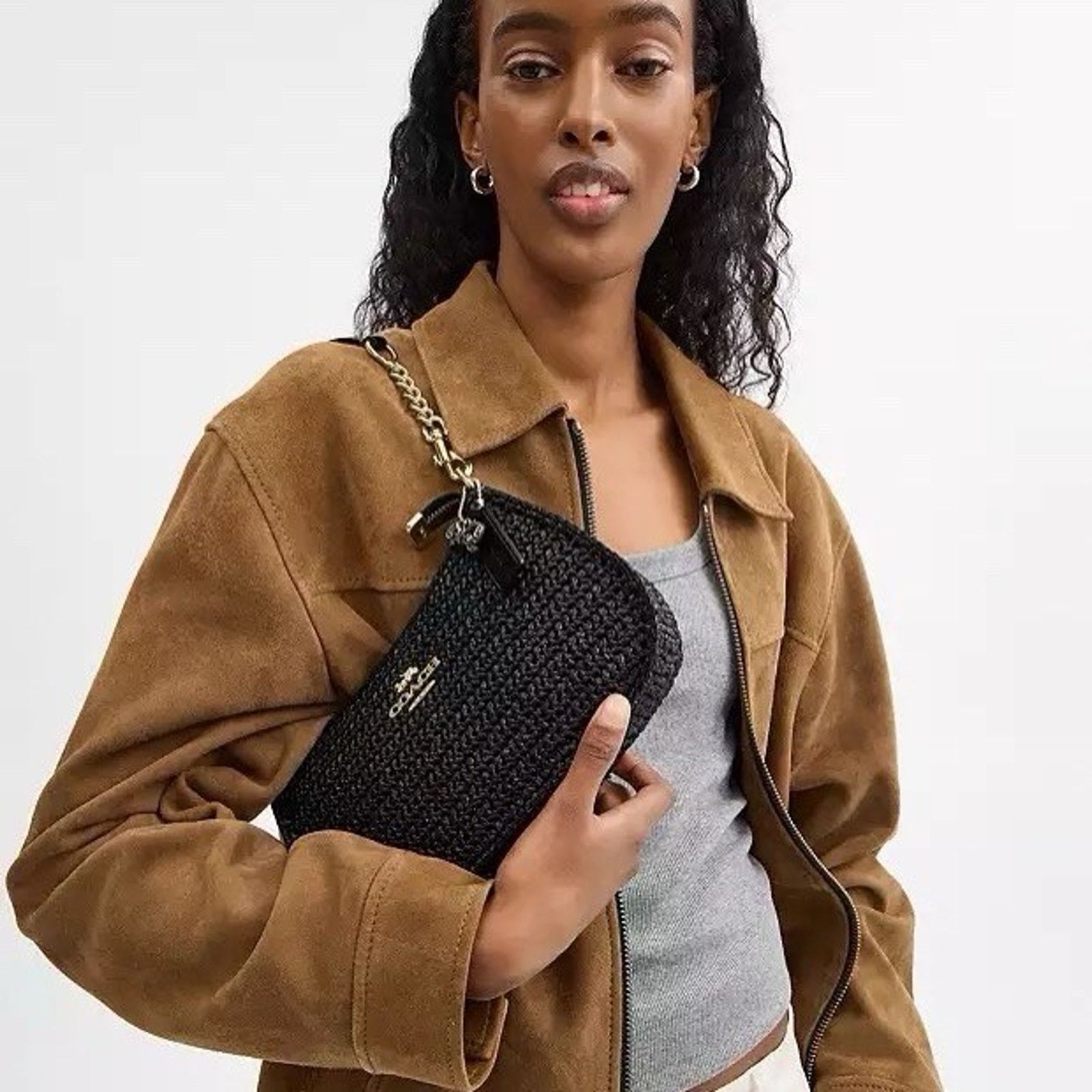 Coach NWT Coach Teri Shoulder Bag Crossbody CBI17 Straw Gold/Black Size ONE SIZE - 9 Thumbnail