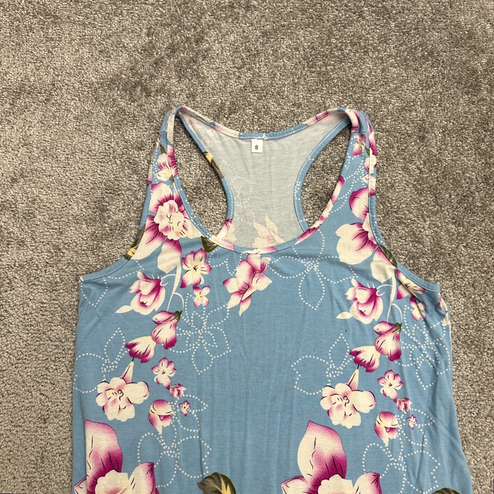 Vintage Unbranded Sundress Womens Small Blue Floral Halter Racerback Casual Summer Soft Size S / US 4 / IT 40 - 3 Thumbnail