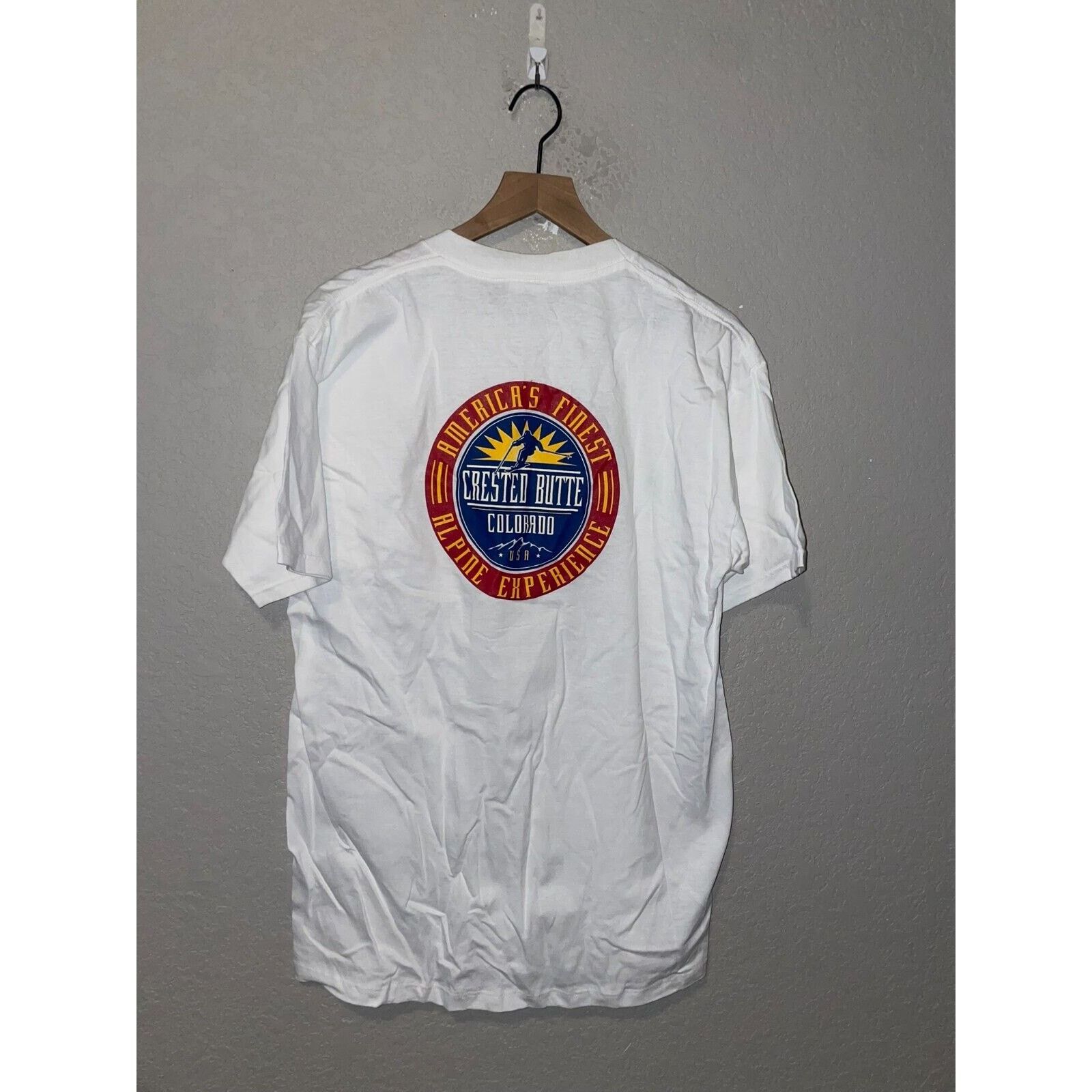 Jerzees 90s Crested Butte Colorado Experience Skiing White Shirt Size US L / EU 52-54 / 3 - 1 Thumbnail