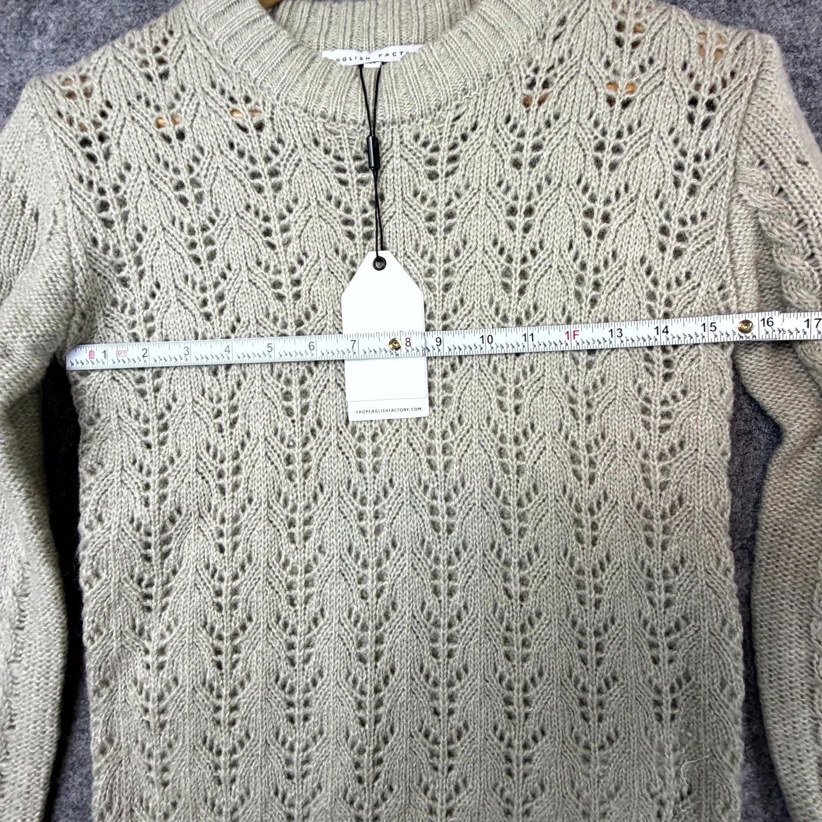 English Factory English Factory Fuzzy Knit Sweater XS Heather Gray Eyelet Size XS / US 0-2 / IT 36-38 - 4 Thumbnail