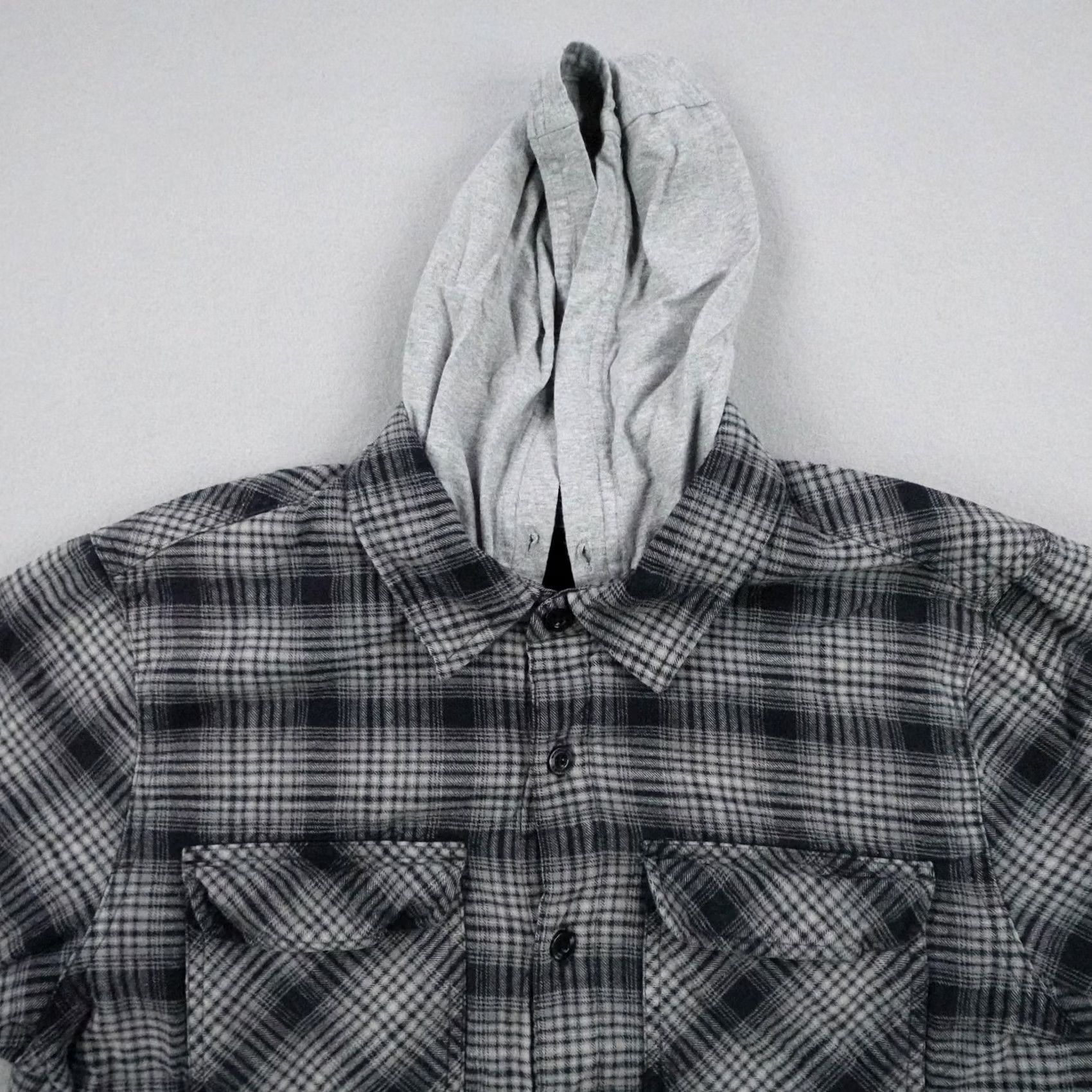 Oakley Oakley Shirt Men Medium Gray Plaid Flannel Hooded Lined Shacket Button Up Size US M / EU 48-50 / 2 - 2 Thumbnail