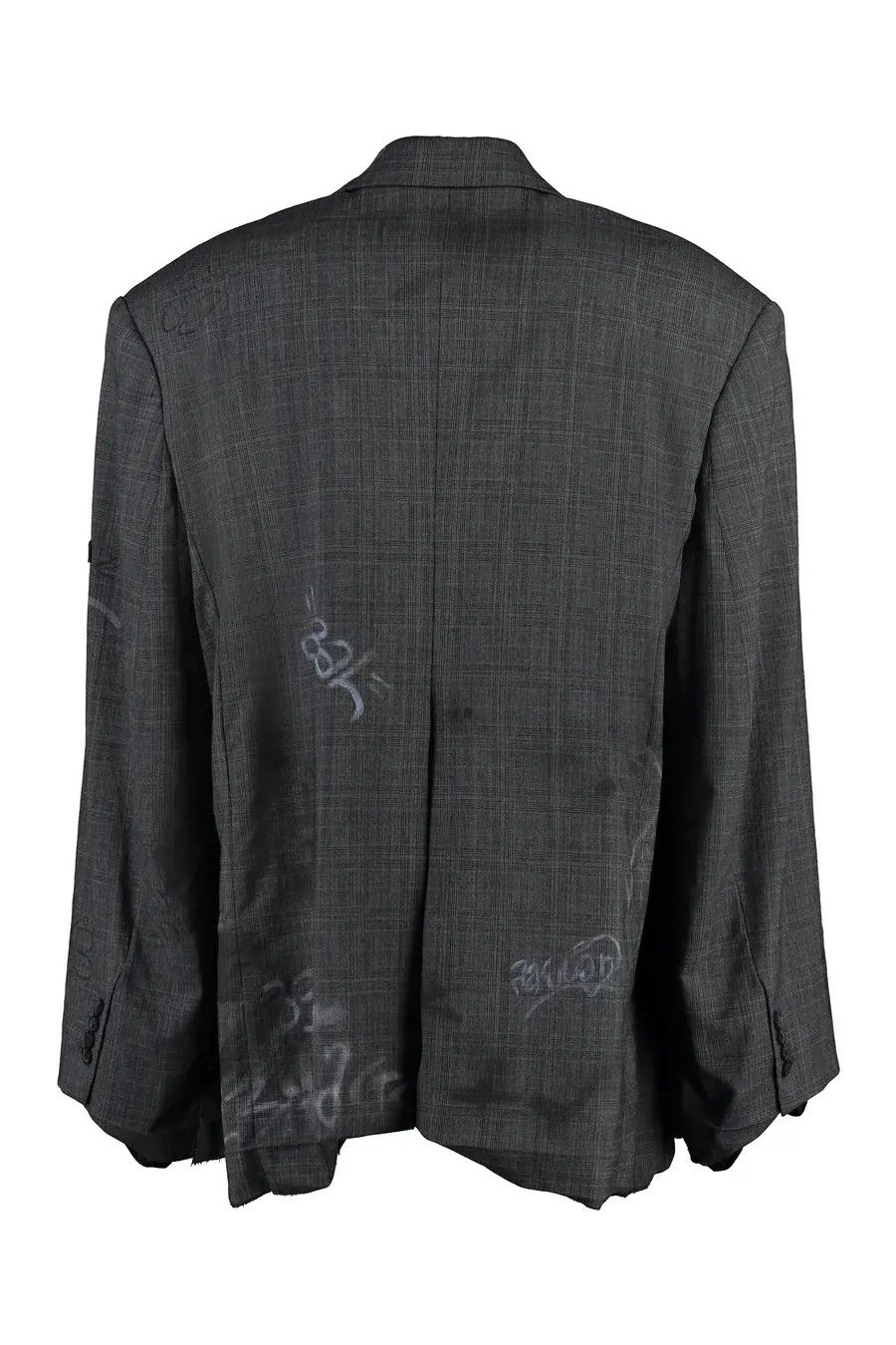 Balenciaga o1bcso1str1224 Graffiti Skater Tailored Jacket Grey/Black Size US XL / EU 56 / 4 - 3 Thumbnail