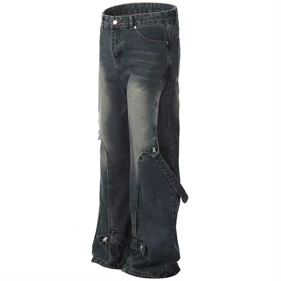 Designer × Vintage Design Hip Hop Baggy Washed Retro Loose Jeans y2k Size US 35 - 2 Thumbnail