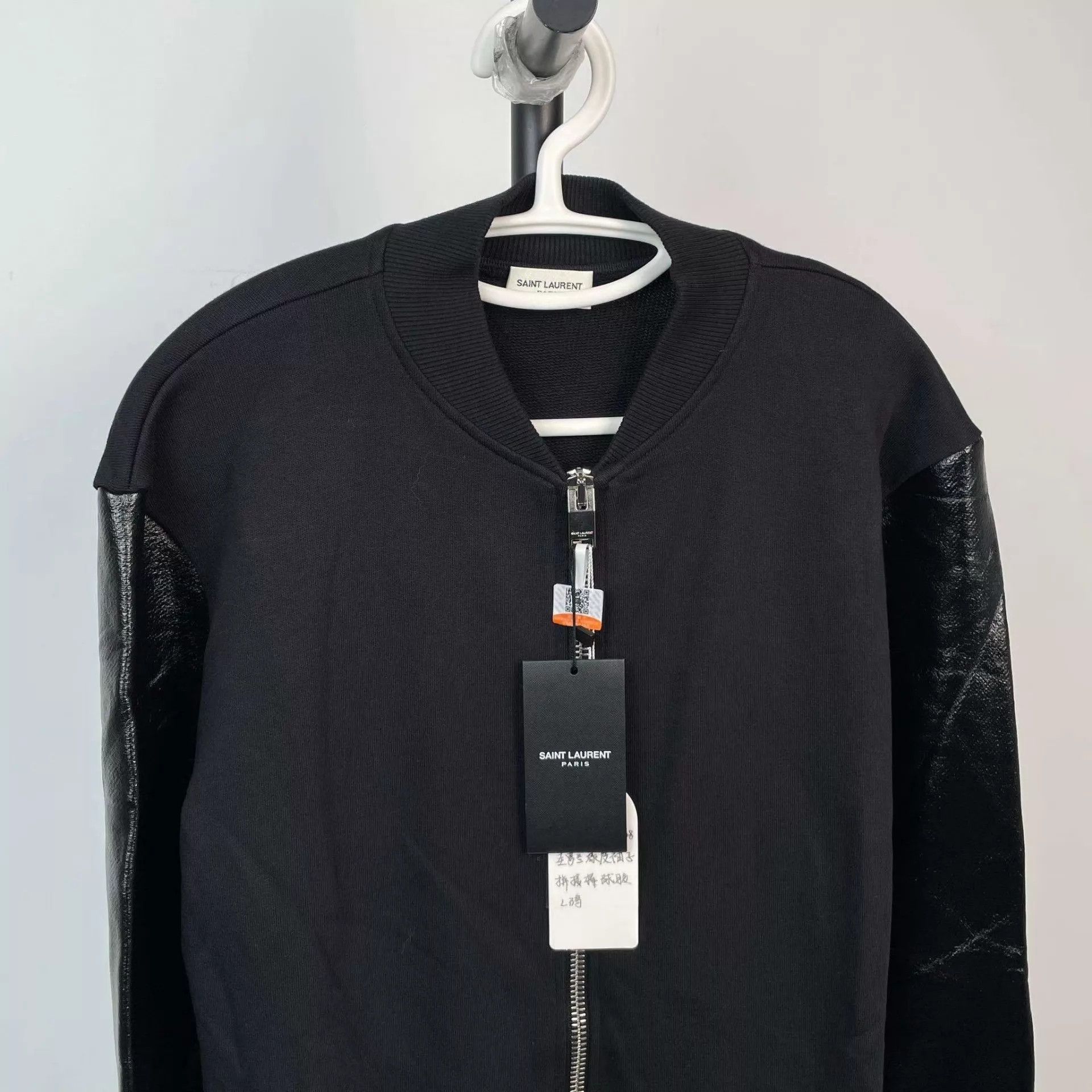Yves Saint Laurent YSL patent leather sleeve colorblocked baseball jacket L Size US L / EU 52-54 / 3 - 3 Thumbnail