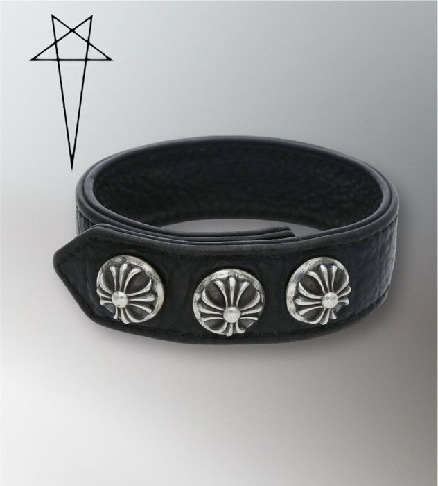 Chrome Hearts Chrome Hearts leather bracelet Cross ball Grailed