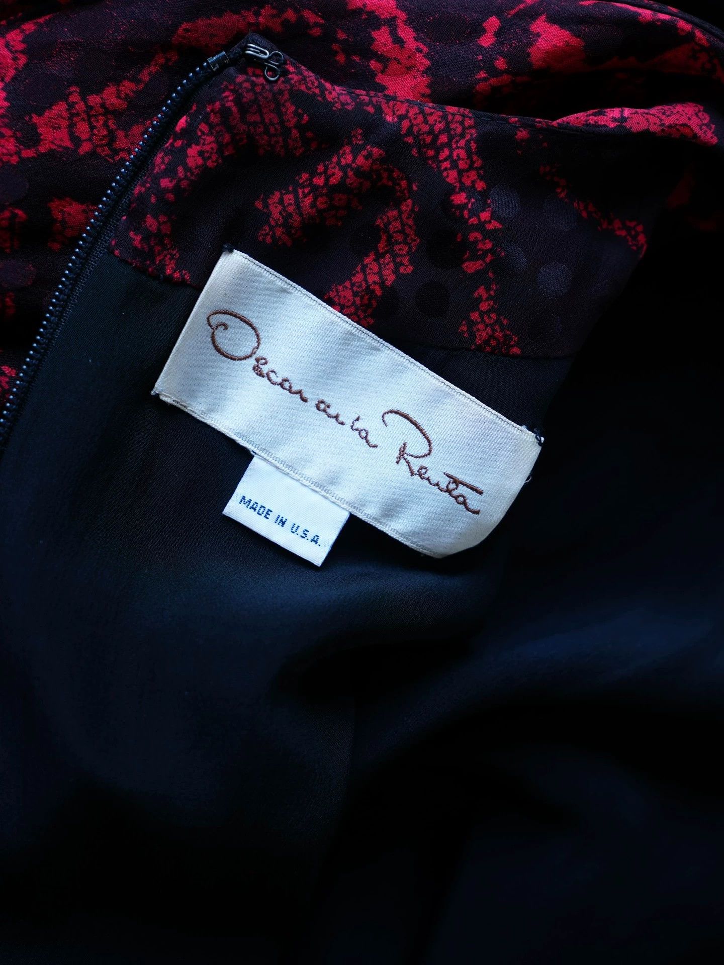 Oscar De La Renta Oscar de la Renta Vintage Red Black Floral Dress M Size M / US 6-8 / IT 42-44 - 4 Thumbnail