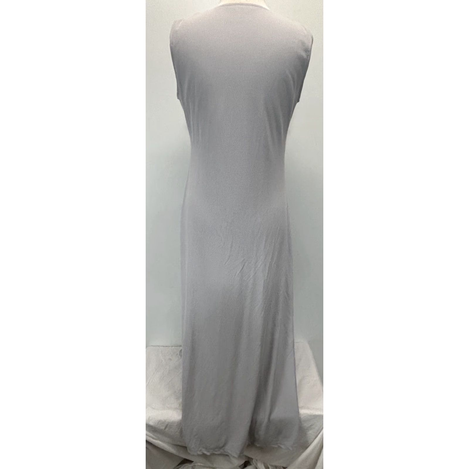 Anthropologie Anthropologie x Callahan Knitwear Maxi Dress Sz Large Grey Button Front Stretch Cotton Blend Sleeveless Round Neck Women Size L / US 10 / IT 46 - 3 Thumbnail