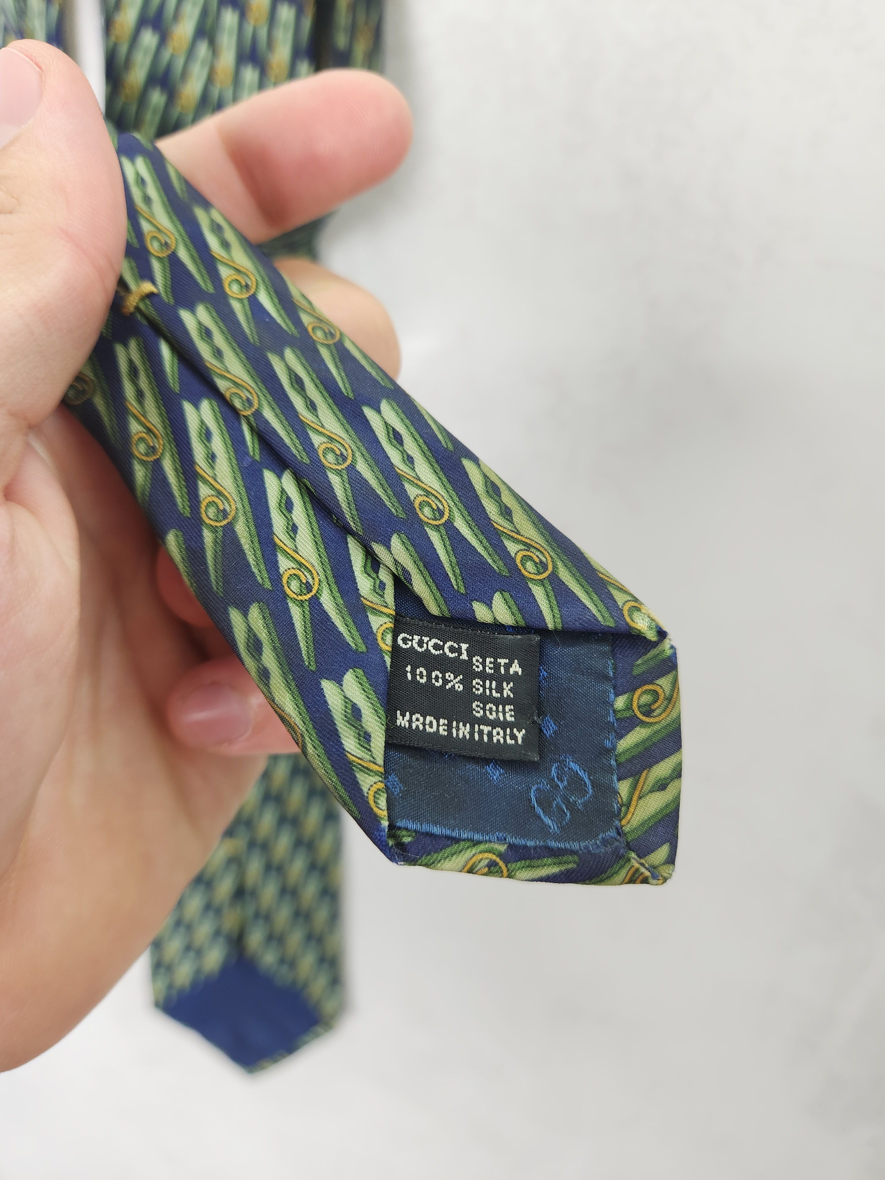 Gucci Vintage Gucci clothespin monogramm silk tie Size ONE SIZE - 4 Thumbnail
