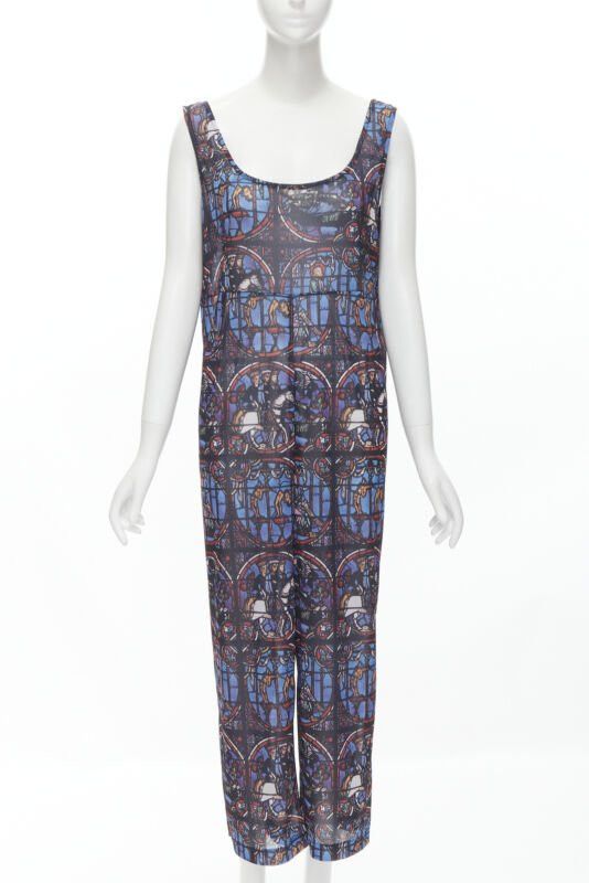 Runway COMME DES GARCONS Vintage 1990 Church Stained Glass print jumpsuit M