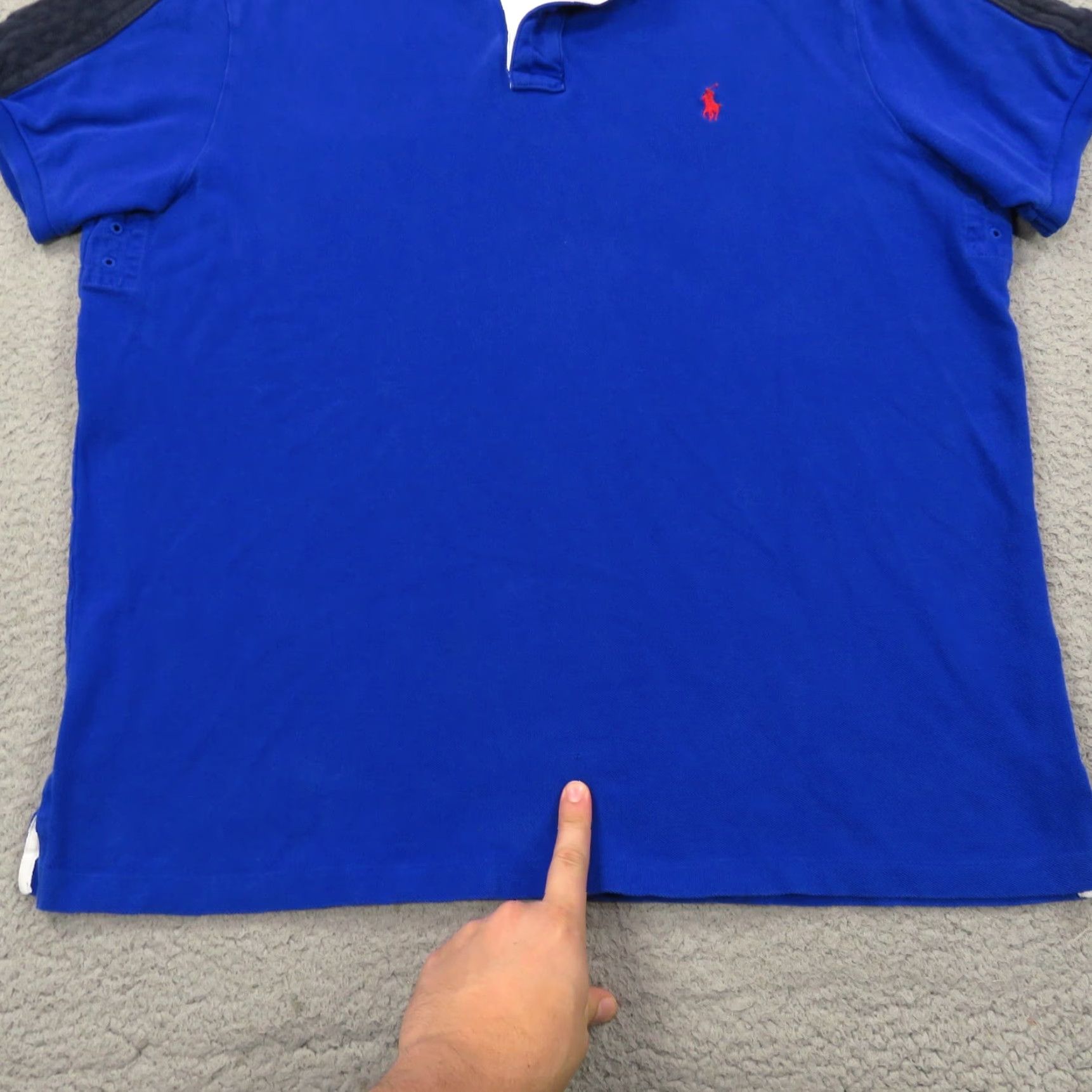 Polo Ralph Lauren VTG Polo Ralph Lauren Shirt Mens XL Blue Black Rugby Snap Collar Padded Shoulder Collared Short Sleeve Knit 100% Cotton Logo Embroidered USA 90s Size US XL / EU 56 / 4 - 3 Thumbnail