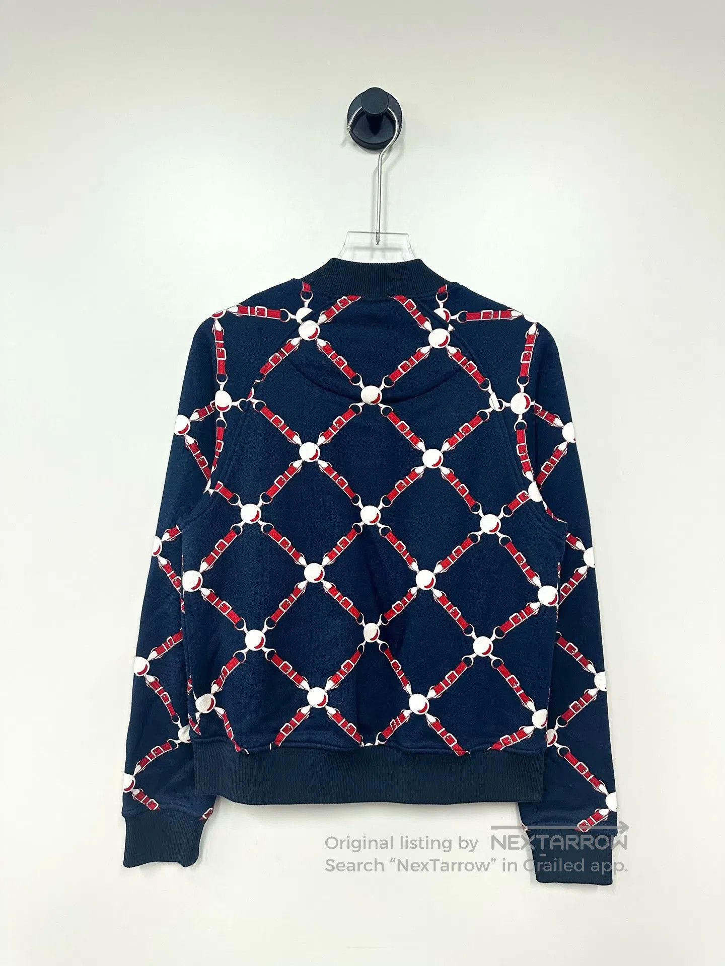 Hermes Hermes Dark Blue Chain Print Logo Jacket| Size XXS / US 00 / IT 34 - 2 Thumbnail