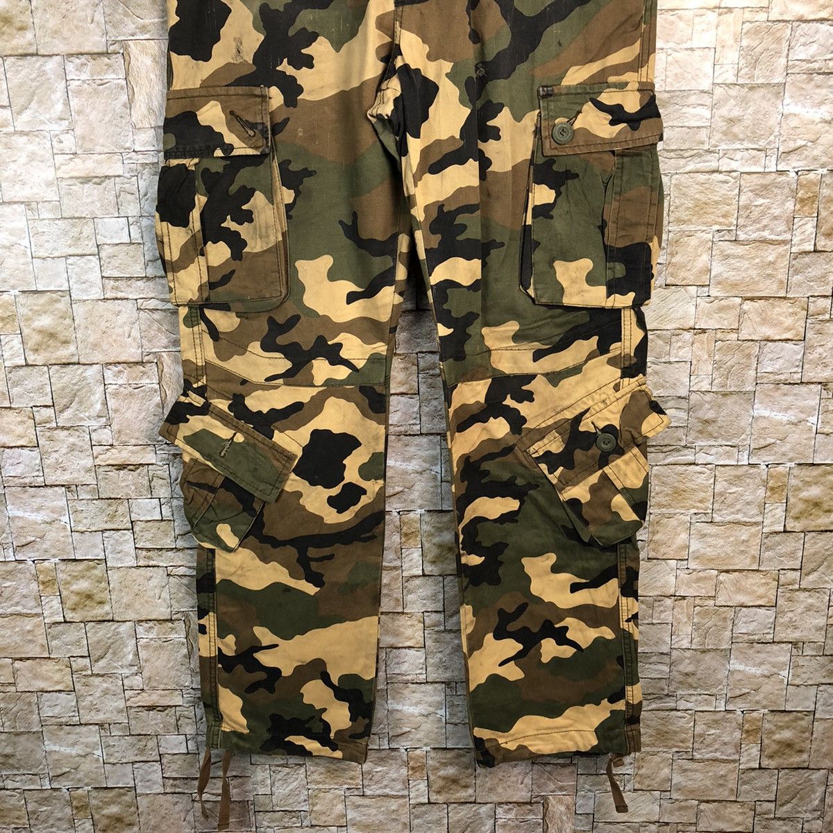 Japanese Brand Matchstick Camo Brown Cargo Multipocket Pants #A138 Size US 31 - 3 Thumbnail