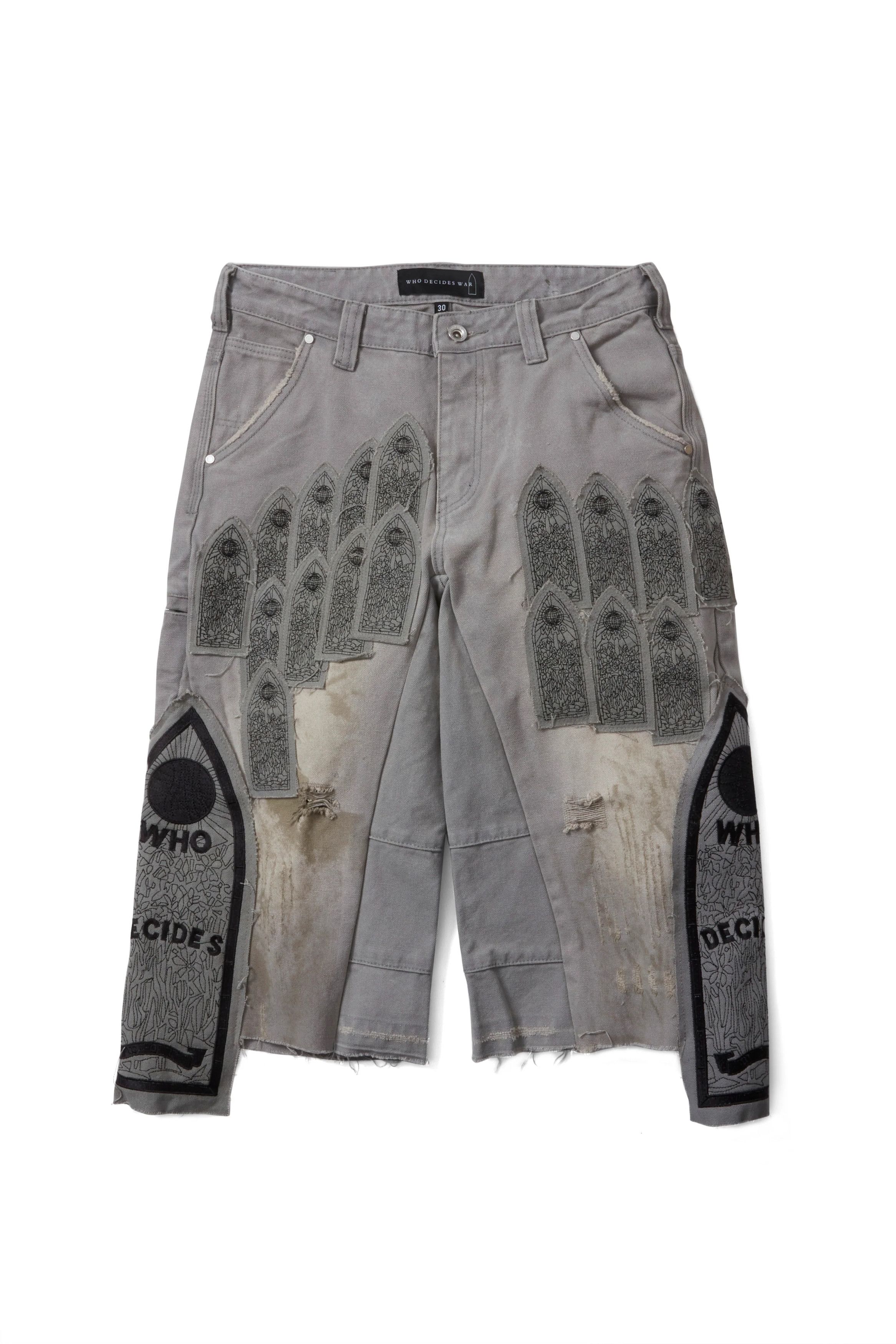 Who Decides War WDW 'Patch Arched Carpenter' Vintage Grey Jean Shorts Size US 32 / EU 48 - 1 Preview