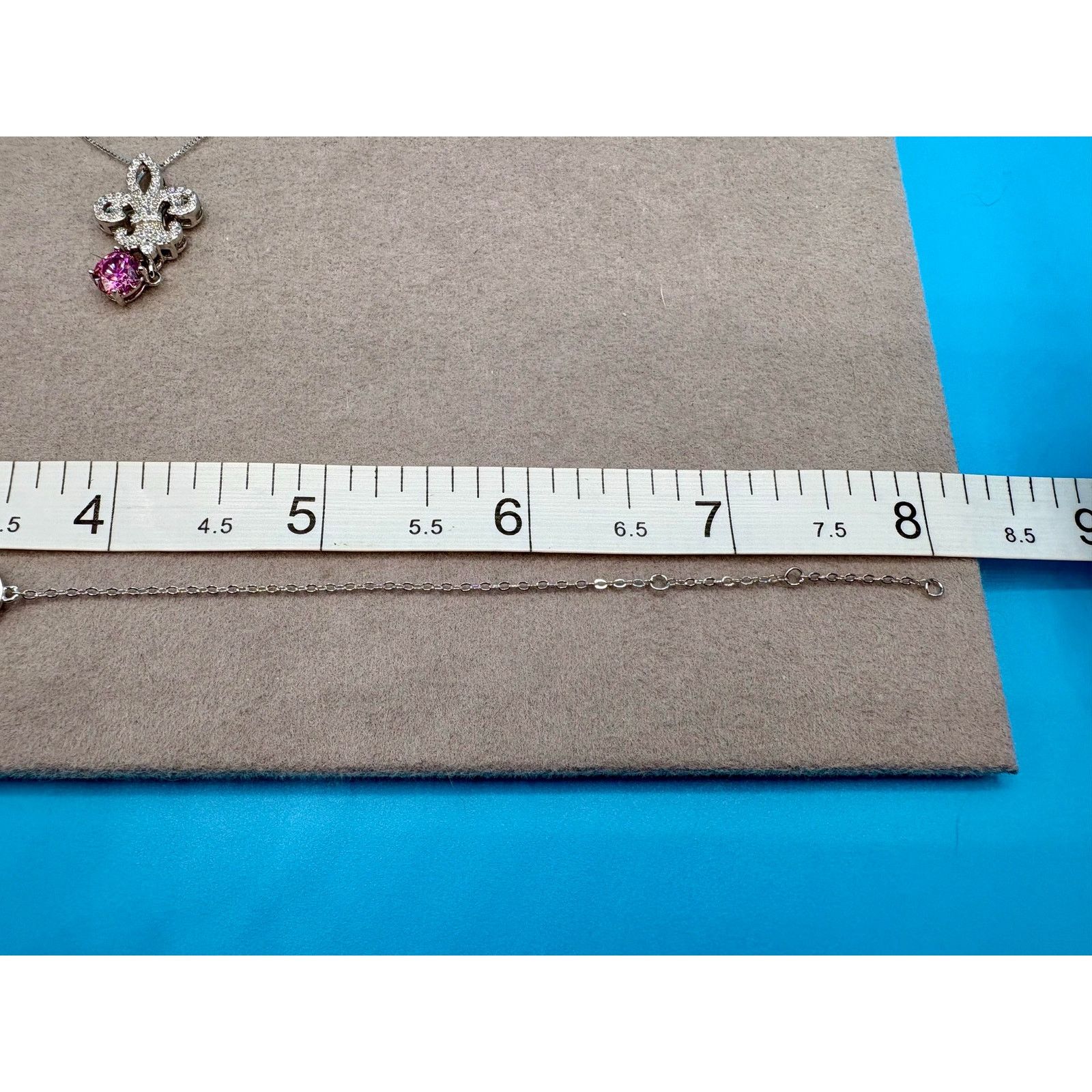 Jewelry NEW Elegant Pink & White Moissanite Fleur de Lis Jewelry Set Size ONE SIZE - 10 Thumbnail