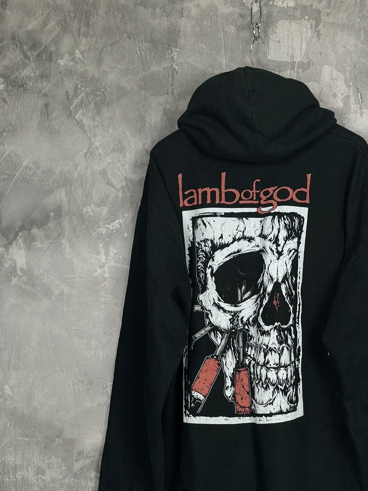 Band Tees × Vintage Vintage Lamb of God Skull Big Logo Grunge Y2K Hoodie Size US L / EU 52-54 / 3 - 3 Thumbnail