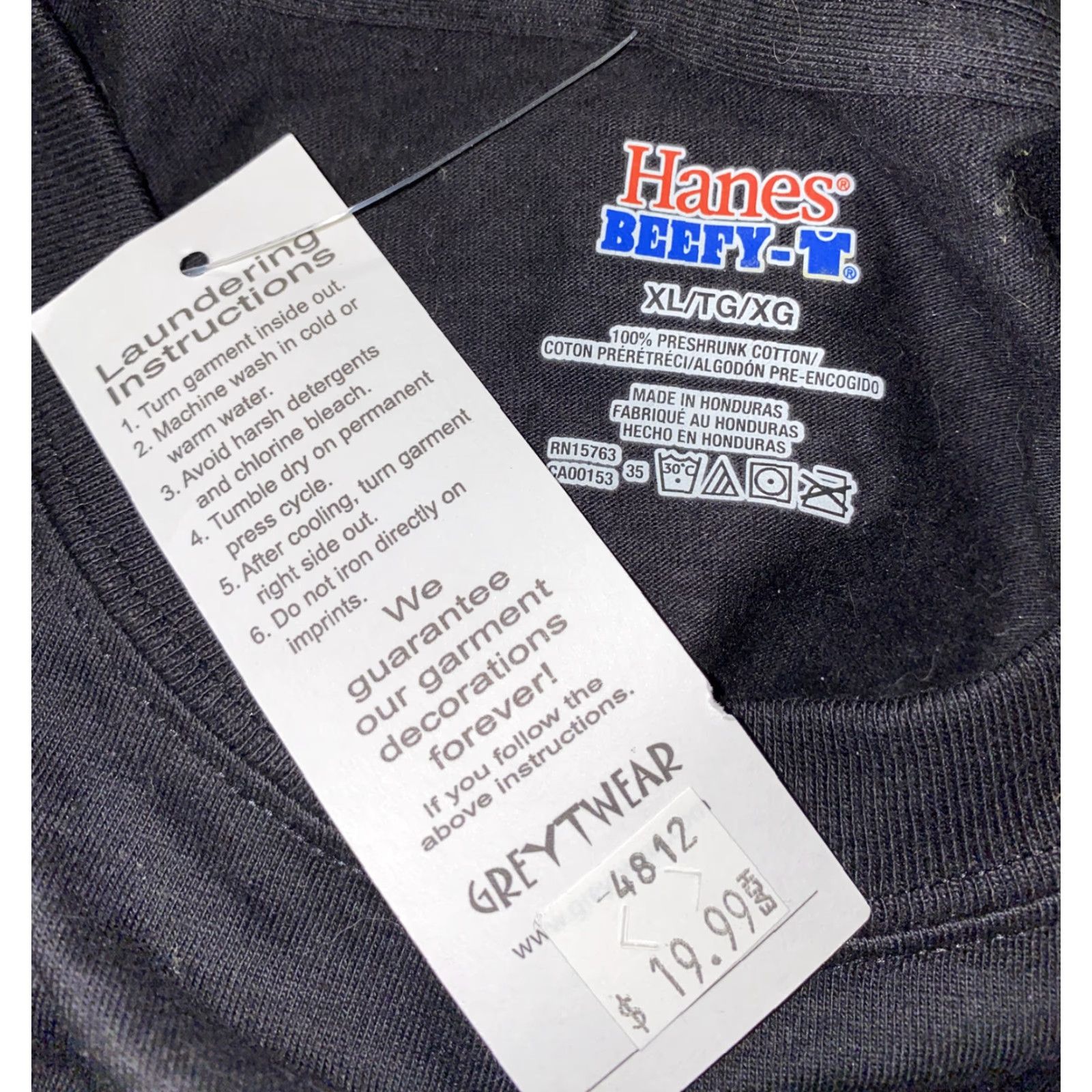 Hanes Hanes Beefy-T Black Short Sleeve T-Shirt Mens XL Grey Hound 101 NWT Size US XL / EU 56 / 4 - 5 Thumbnail