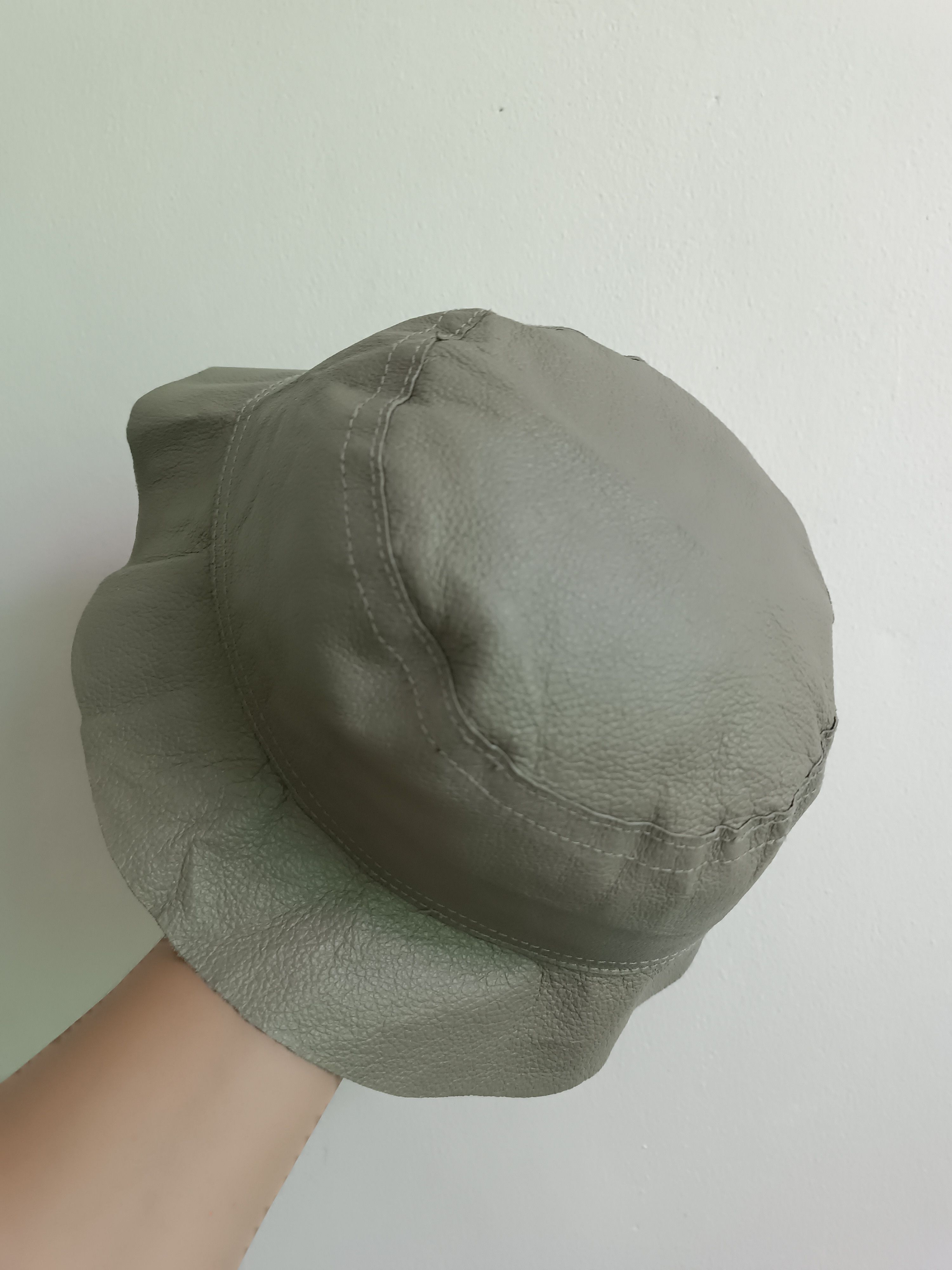 Japanese Brand Grey Leather Bucket Hat Size ONE SIZE - 2 Thumbnail