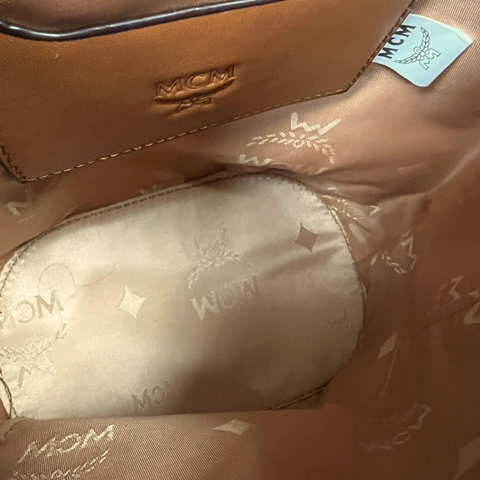 MCM MCM Visetos Cognac Leather Top Handle Purse Straps Size ONE SIZE - 12 Thumbnail