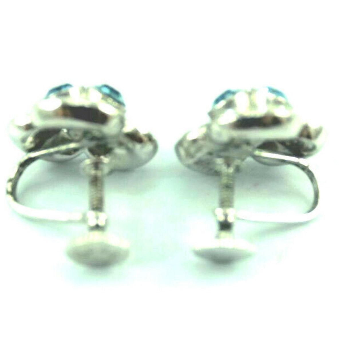 Other Bugoff Blue & White Rhinestone Earrings • Screw Back Size ONE SIZE - 2 Thumbnail