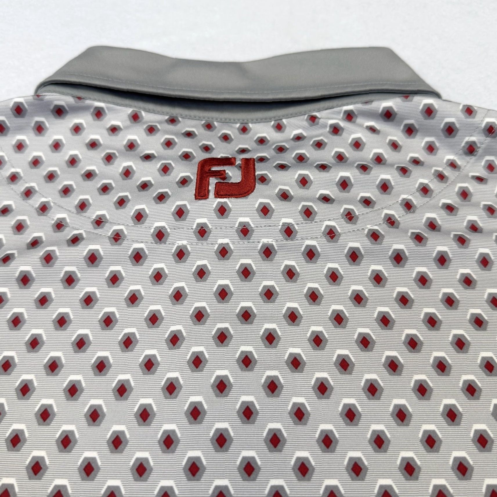 Footjoy FootJoy Polo Shirt Mens Large Gray Geometric Leaf Logo Golf Performance Size US L / EU 52-54 / 3 - 6 Thumbnail