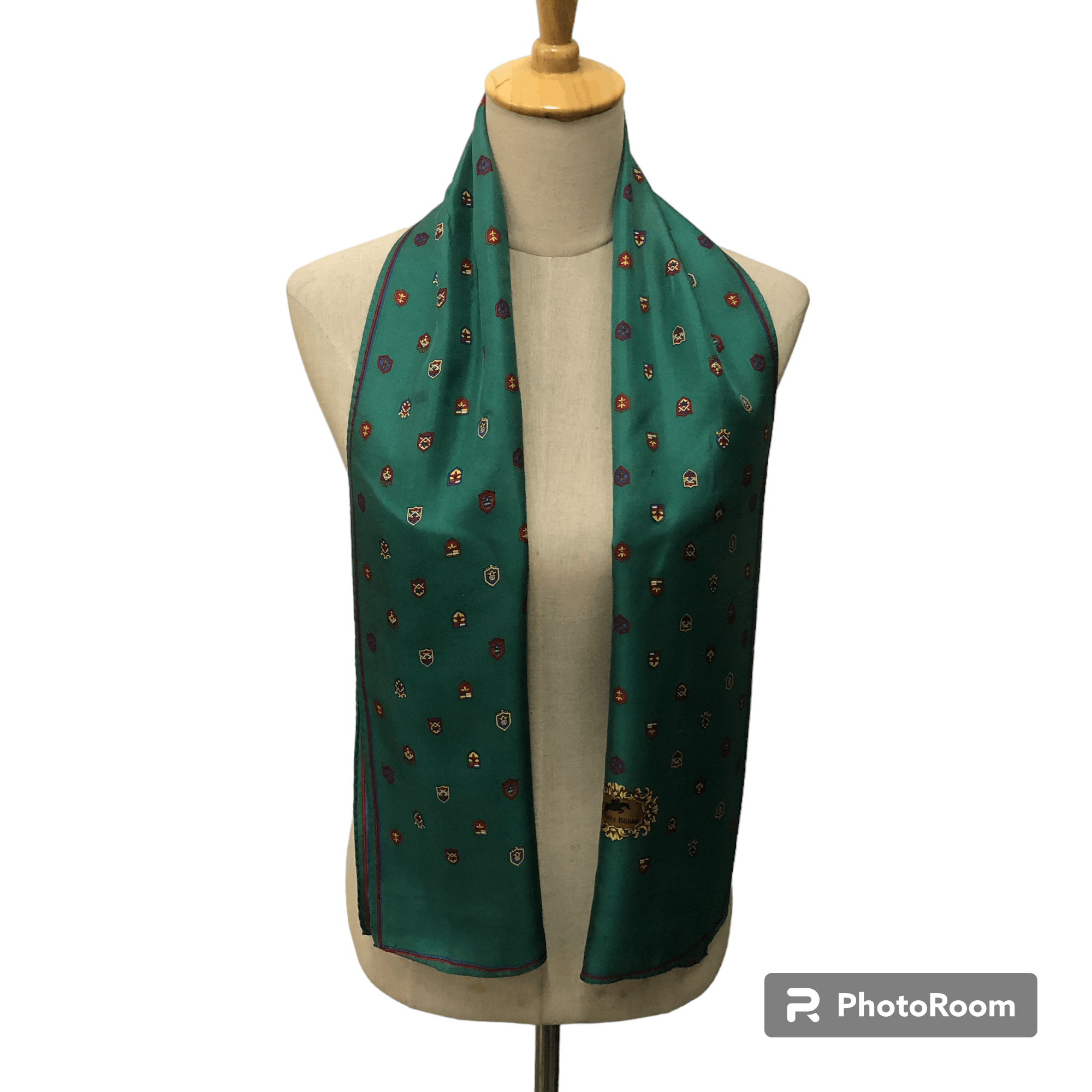 Vintage Felix Buhler Coats of Arm Hand Rolled Silk Scarf Stole M1028 Size ONE SIZE - 1 Thumbnail