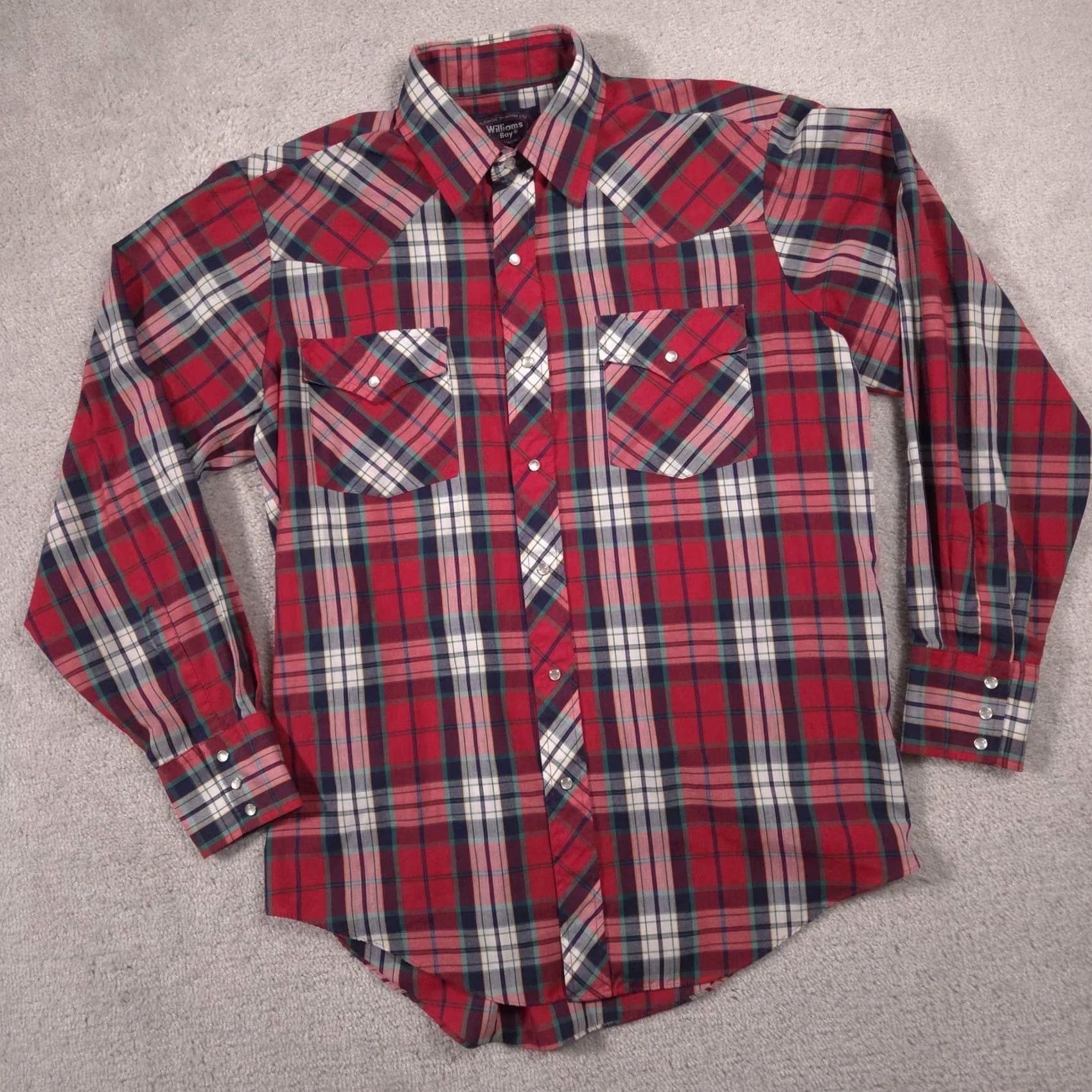 Vintage VINTAGE Williams Bay Shirt Mens Large Red Western Pearl Snap Long Sleeve Cowboy Size US L / EU 52-54 / 3 - 2 Thumbnail