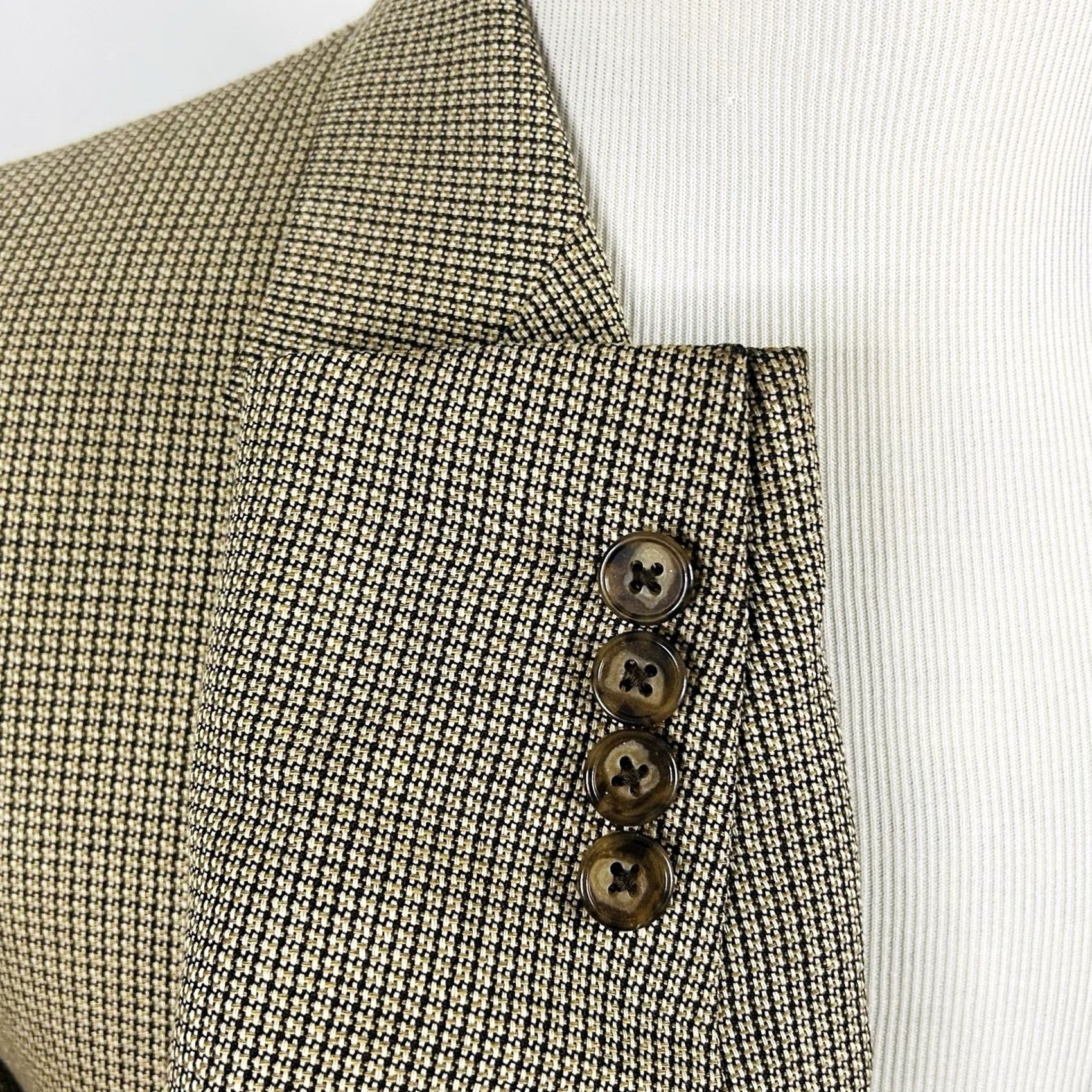Joseph Abboud Joseph Abboud Sport Coat 46R Silk Wool Gold Knit Three-Button Double Vented Plaid Men's Jacket Court Formal Size US XS / EU 42 / 0 - 5 Thumbnail