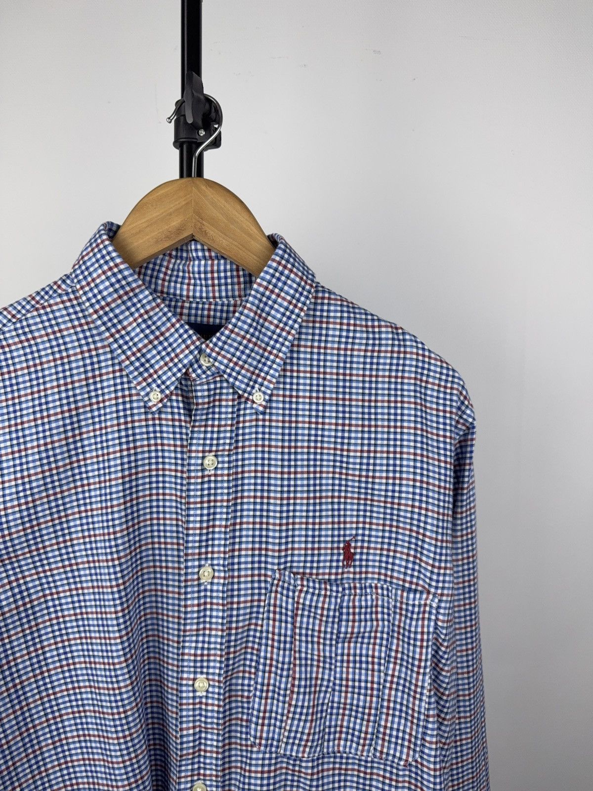Polo Ralph Lauren × Vintage Ralph Lauren Check Oxford Shirt Blue Red Size L Size US L / EU 52-54 / 3 - 2 Thumbnail