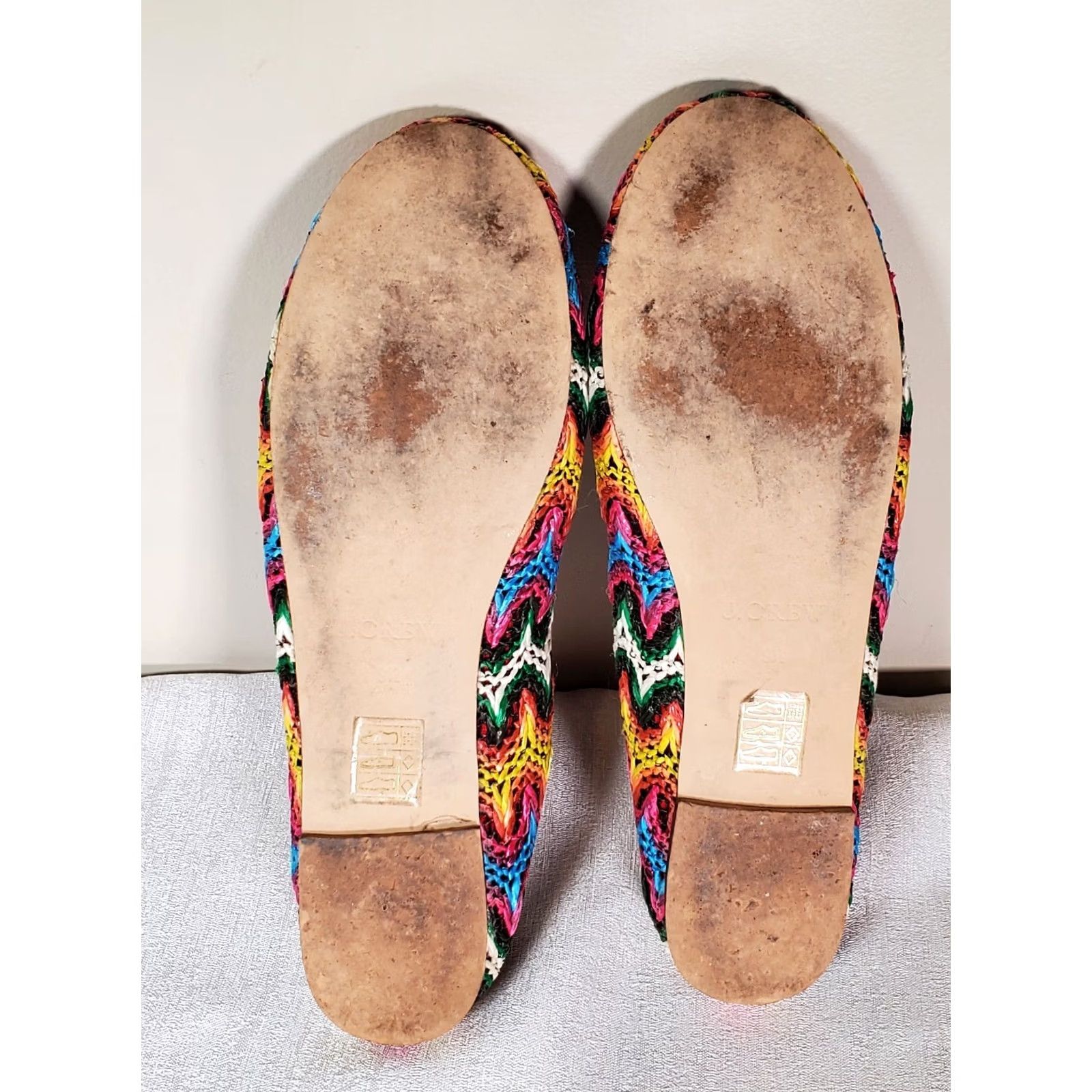 J.Crew J.CREW Evie Ballet Flats Size US 9.5 Brilliant Azalea Zig-Zag Raffia Women's Size US 10 / IT 40 - 6 Thumbnail