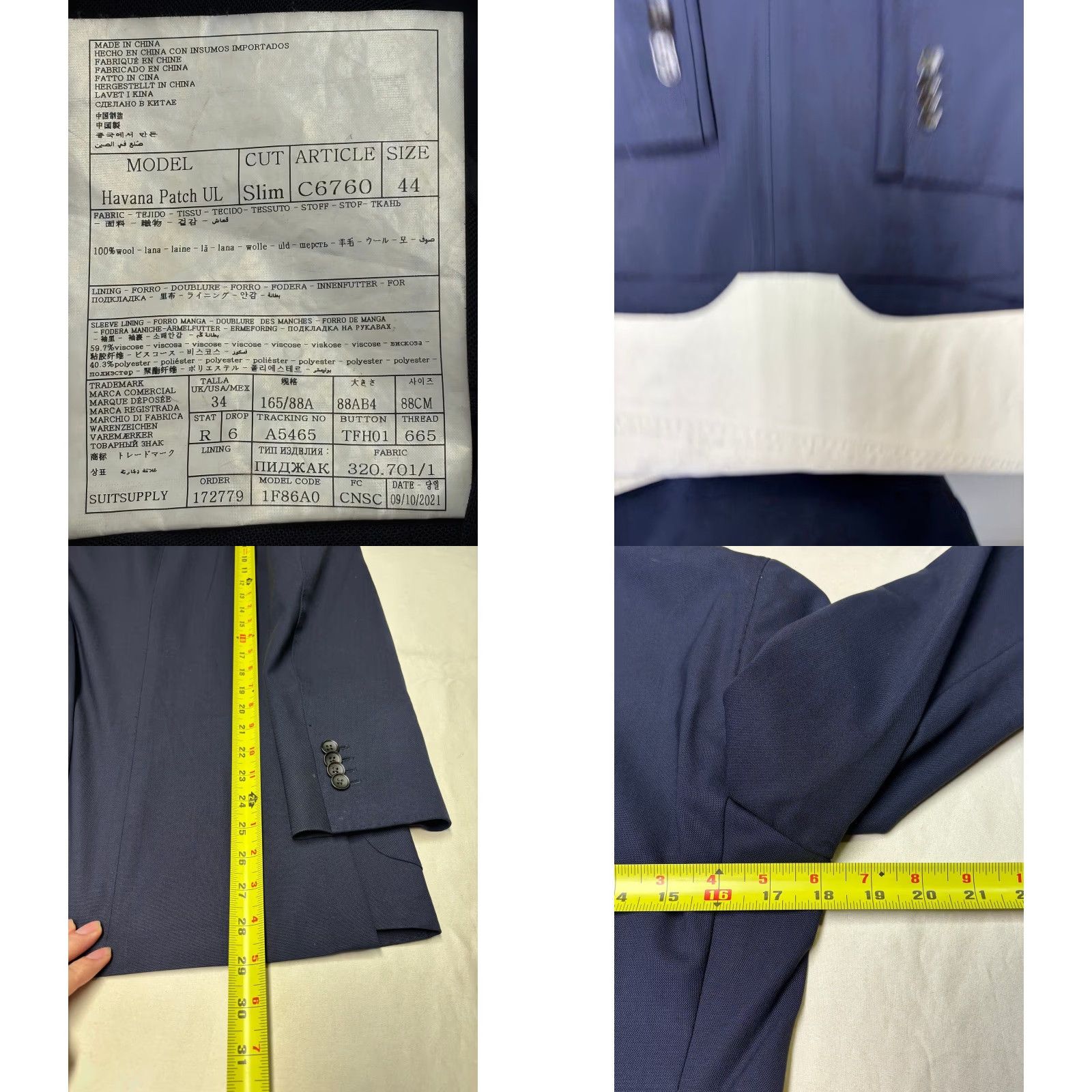 Suitsupply Suitsupply Blazer Navy Wool 34R Slim Jacket Men Size 34R - 9 Thumbnail