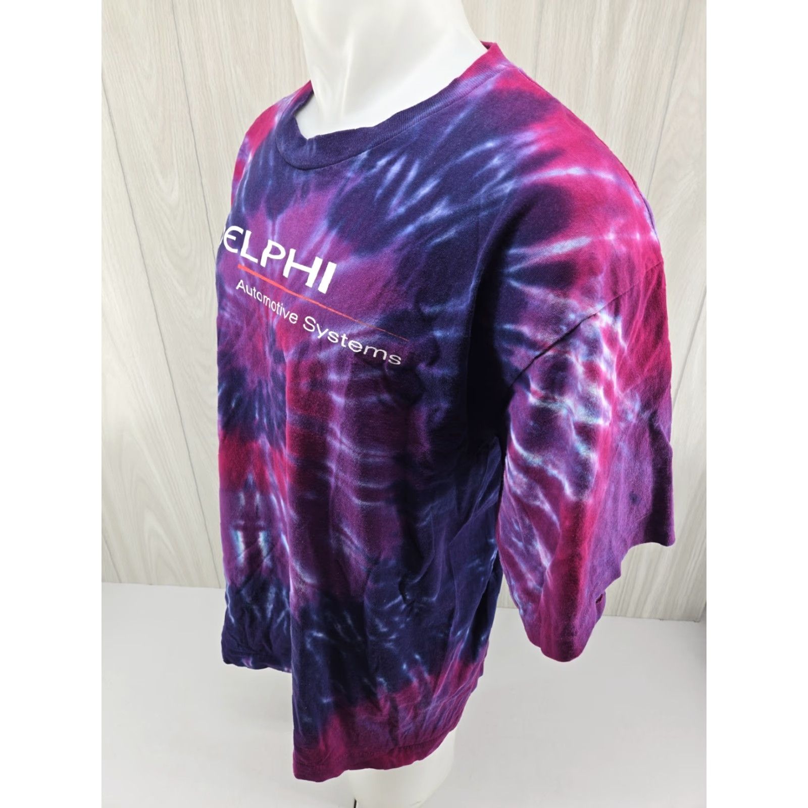 Vintage VINTAGE Delphi Automotive Systems VTG 90s Single Stitch T-Shirt Men’s XL Tie Dye Purple Shirt Mens XL Purple 90s Logo Graphic Print Size US XL / EU 56 / 4 - 5 Thumbnail