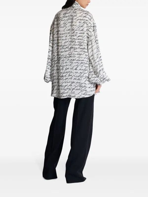 Balmain o1s1wg111225 Love Letter Blouse in White Size S / US 4 / IT 40 - 4 Thumbnail