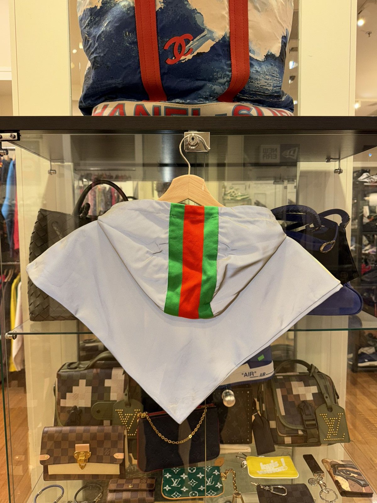 Gucci Gucci Web Stripe Reflective Hood - Silver Size US M / EU 48-50 / 2 - 3 Thumbnail
