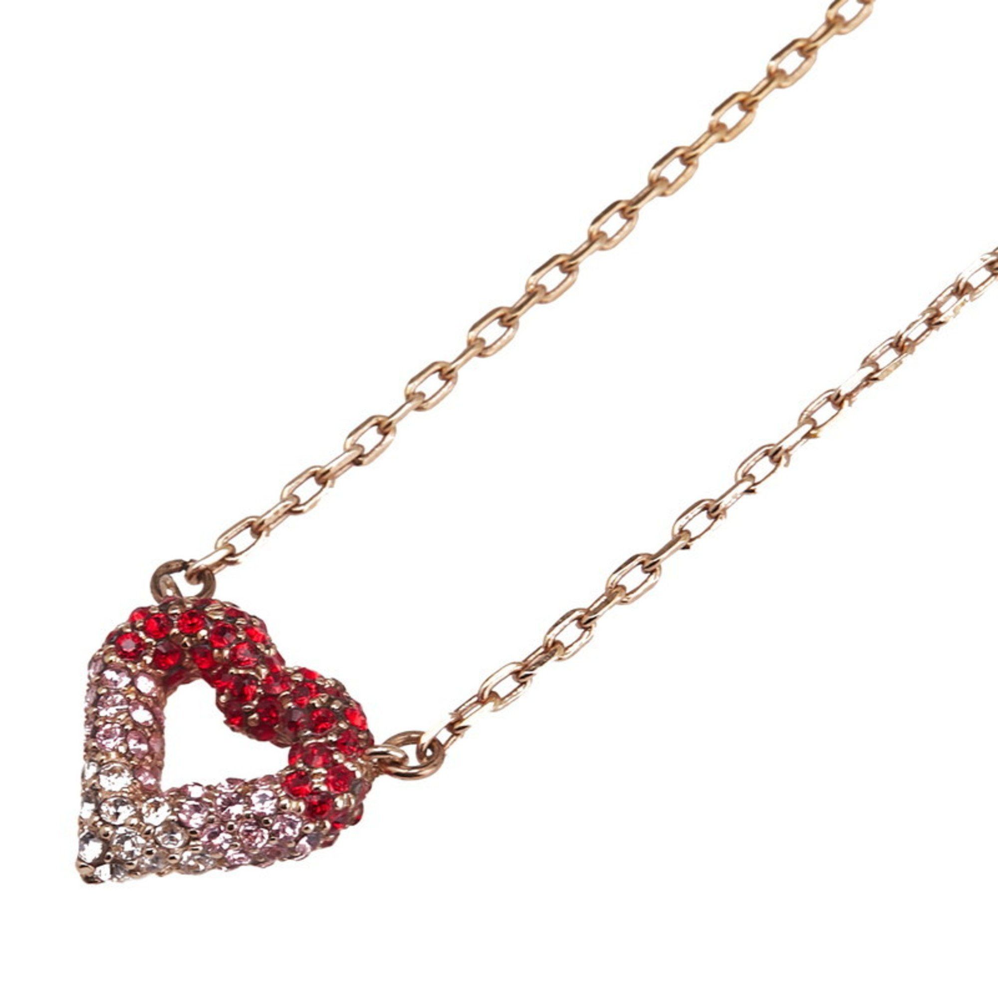 Louis Vuitton Louis Vuitton Strass Heart Necklace M68159 Gold with Red and Pink Plated Rhinestones for Women Size ONE SIZE - 1 Thumbnail